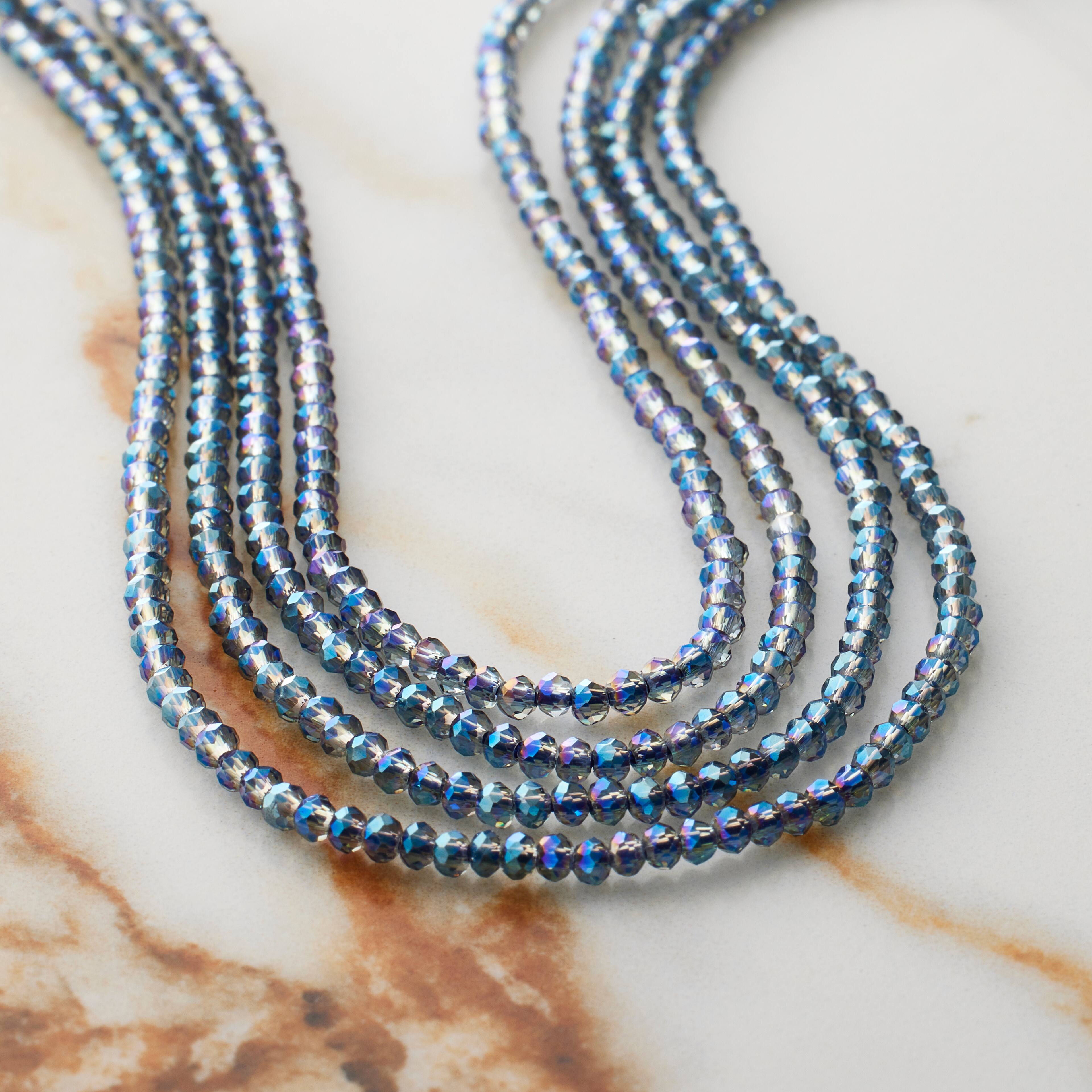 12 Pack: Blue Faceted Glass Rondelle Beads, 2mm by Bead Landing™
