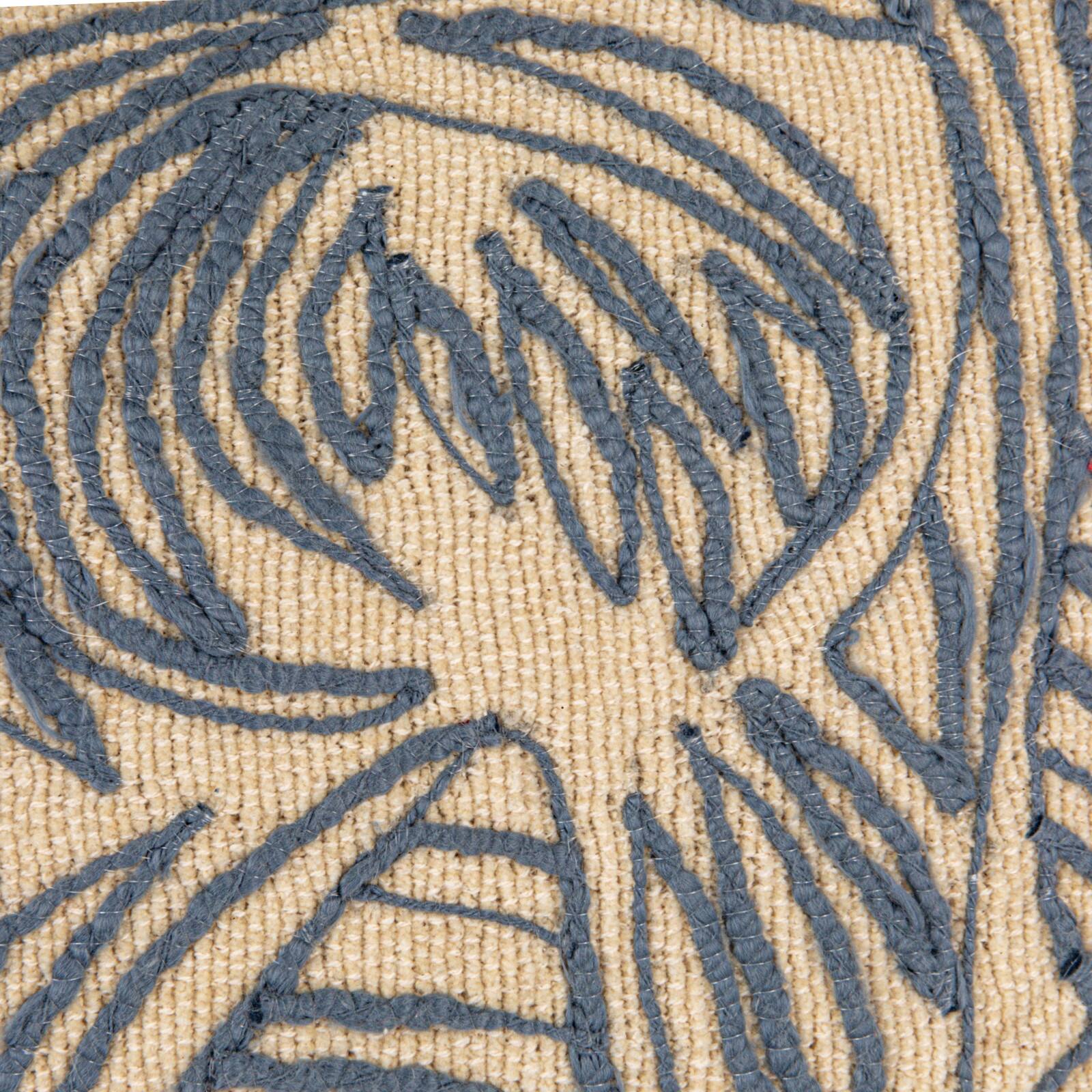 Hello Honey® 20" x 20" Natural & Blue Azure Lines Embroidered Cotton Pillow