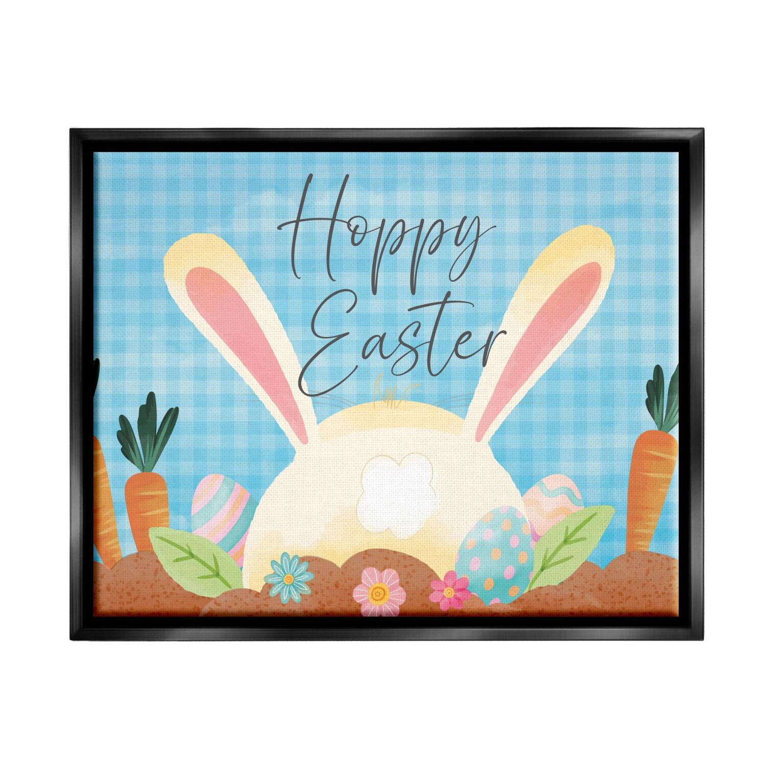Stupell Industries Happy Easter Spring Carrot Garden Floater Framed Art