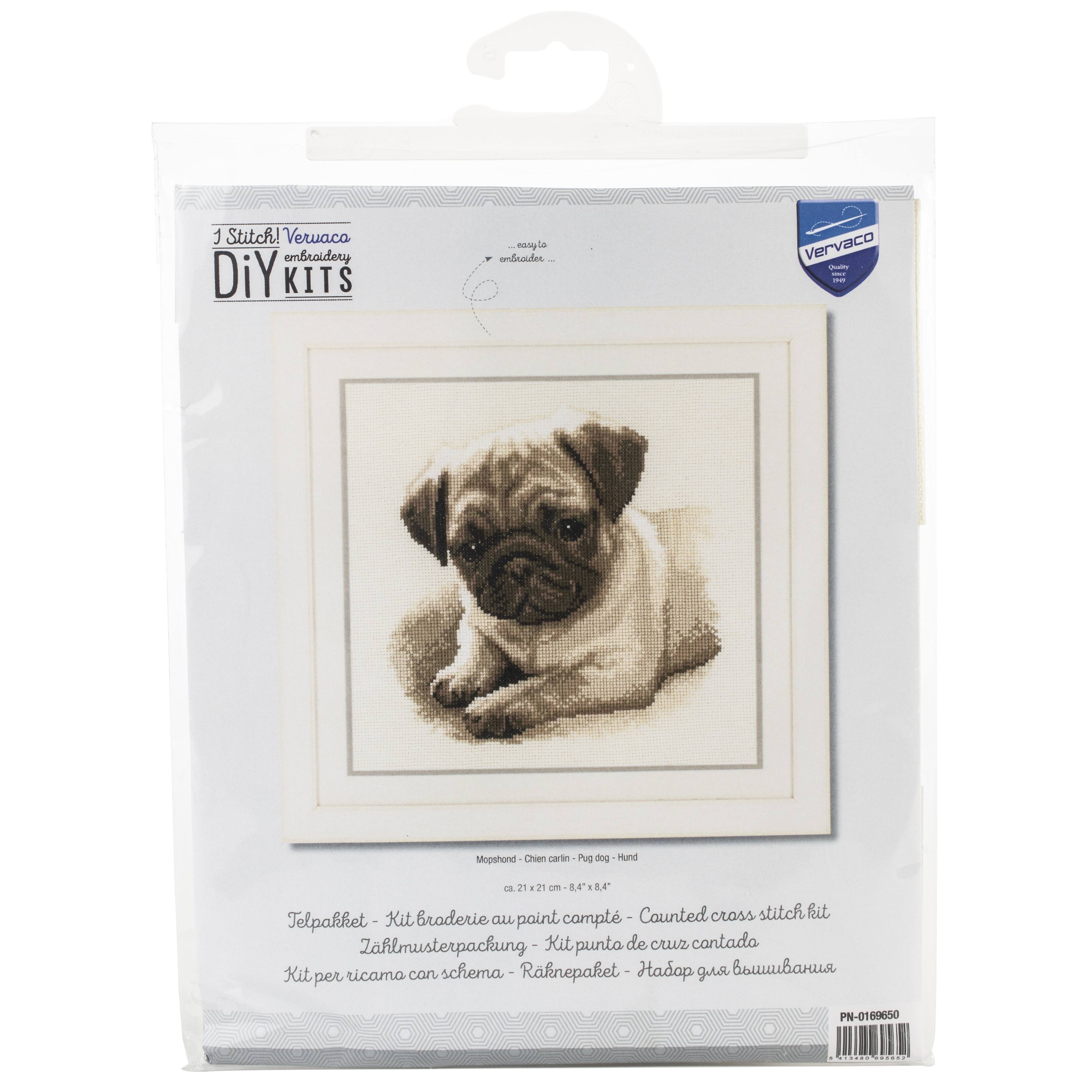 Vervaco Pug Dog on Aida Counted Cross Stitch Kit