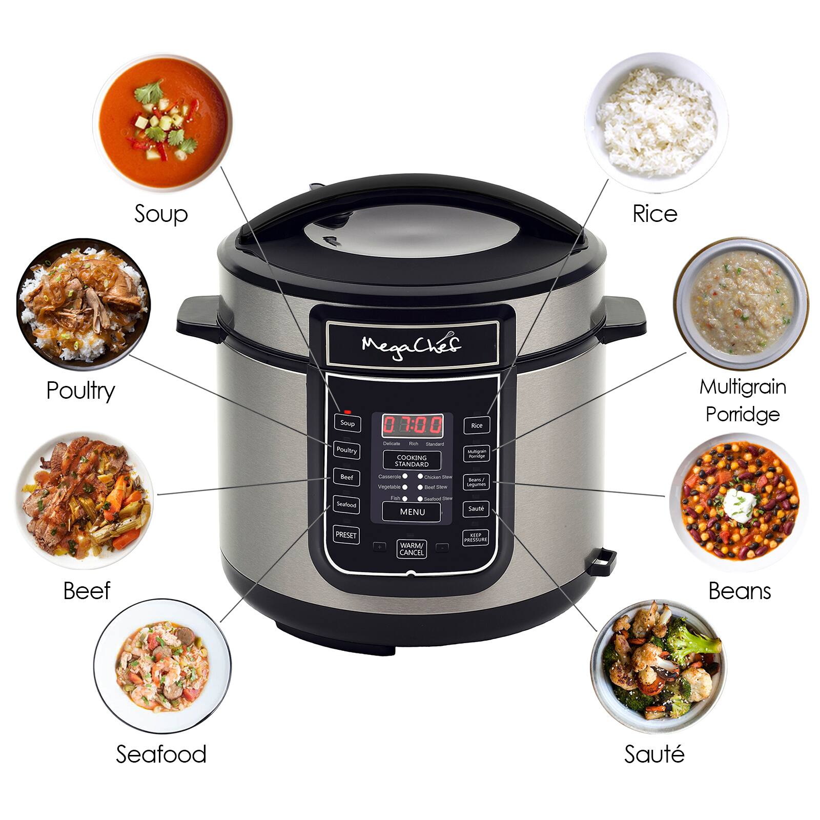 Megachef 6qt. Digital Pressure Cooker With 14 Pre-set Multi Function ...