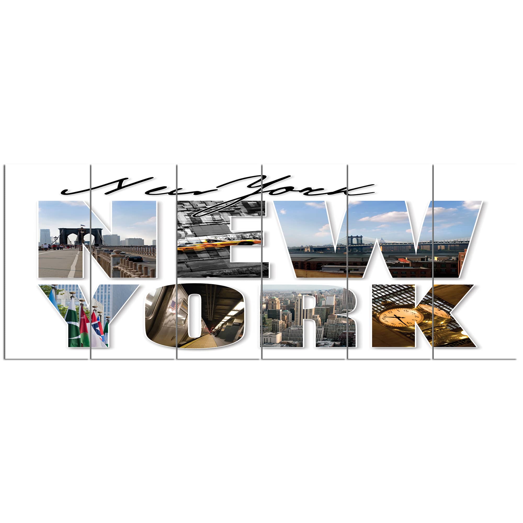 Designart - New York City Graphic Montage - Cityscape Canvas Art Print