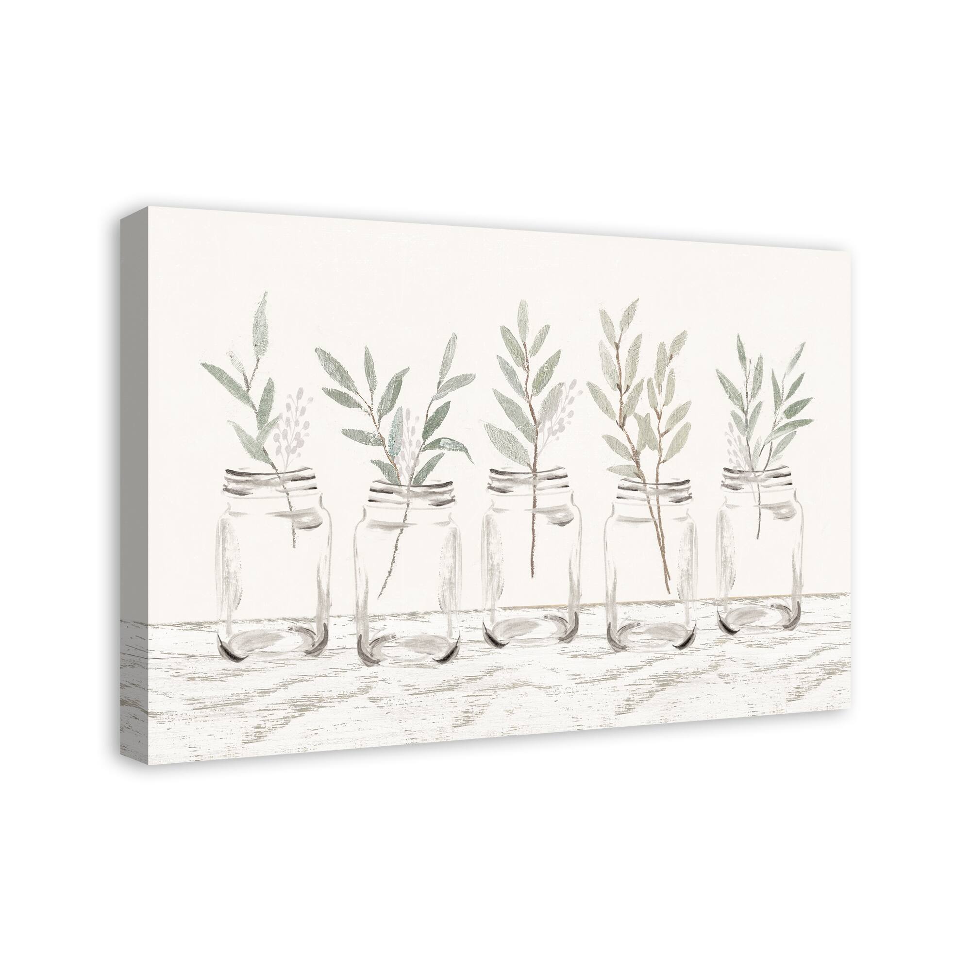 Greenery In Mason Jars 30&#x22; x 20&#x22; Canvas Wall Art