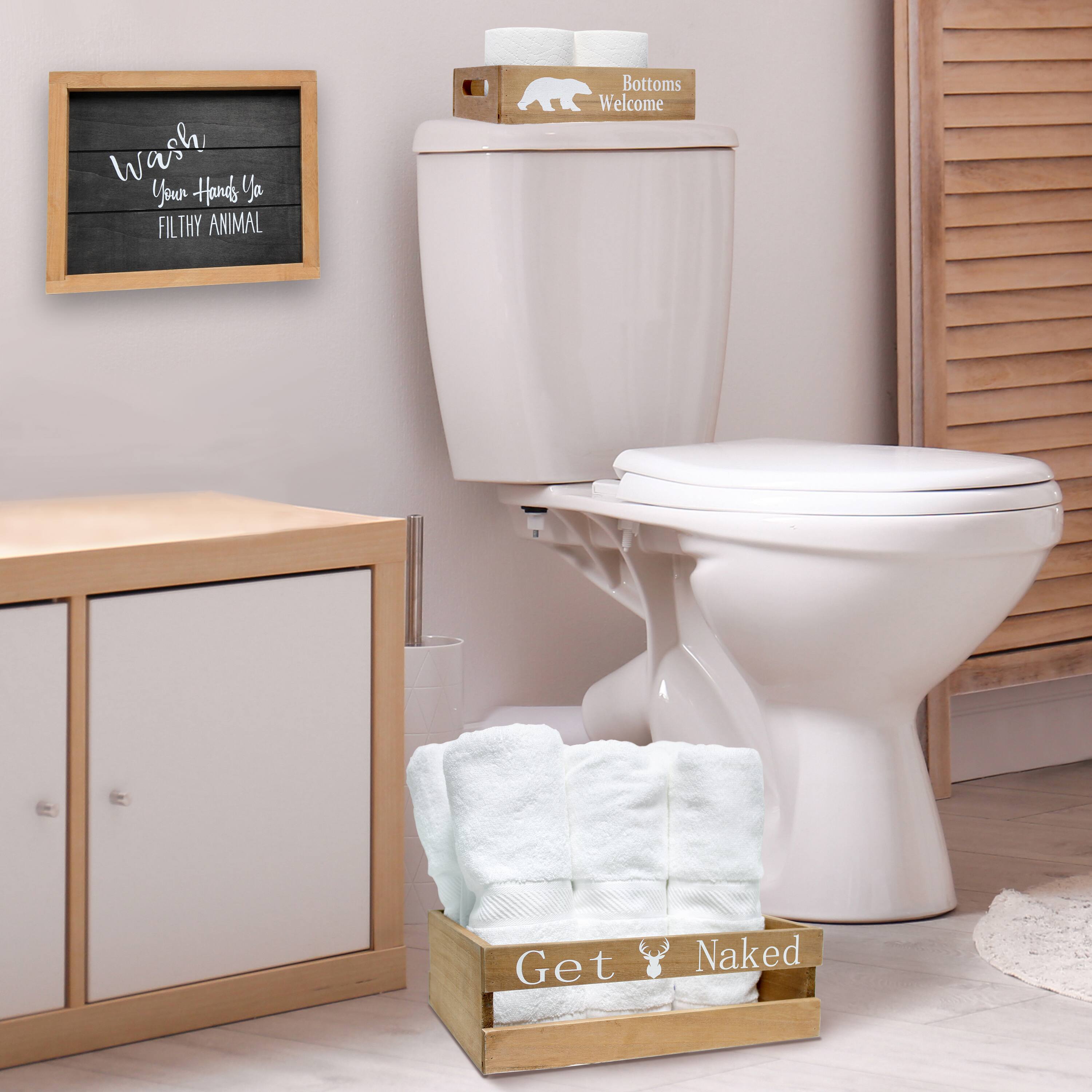 Elegant Designs Small Natural Rustic Towel Holder, Frame &#x26; Toilet Paper Holder Set