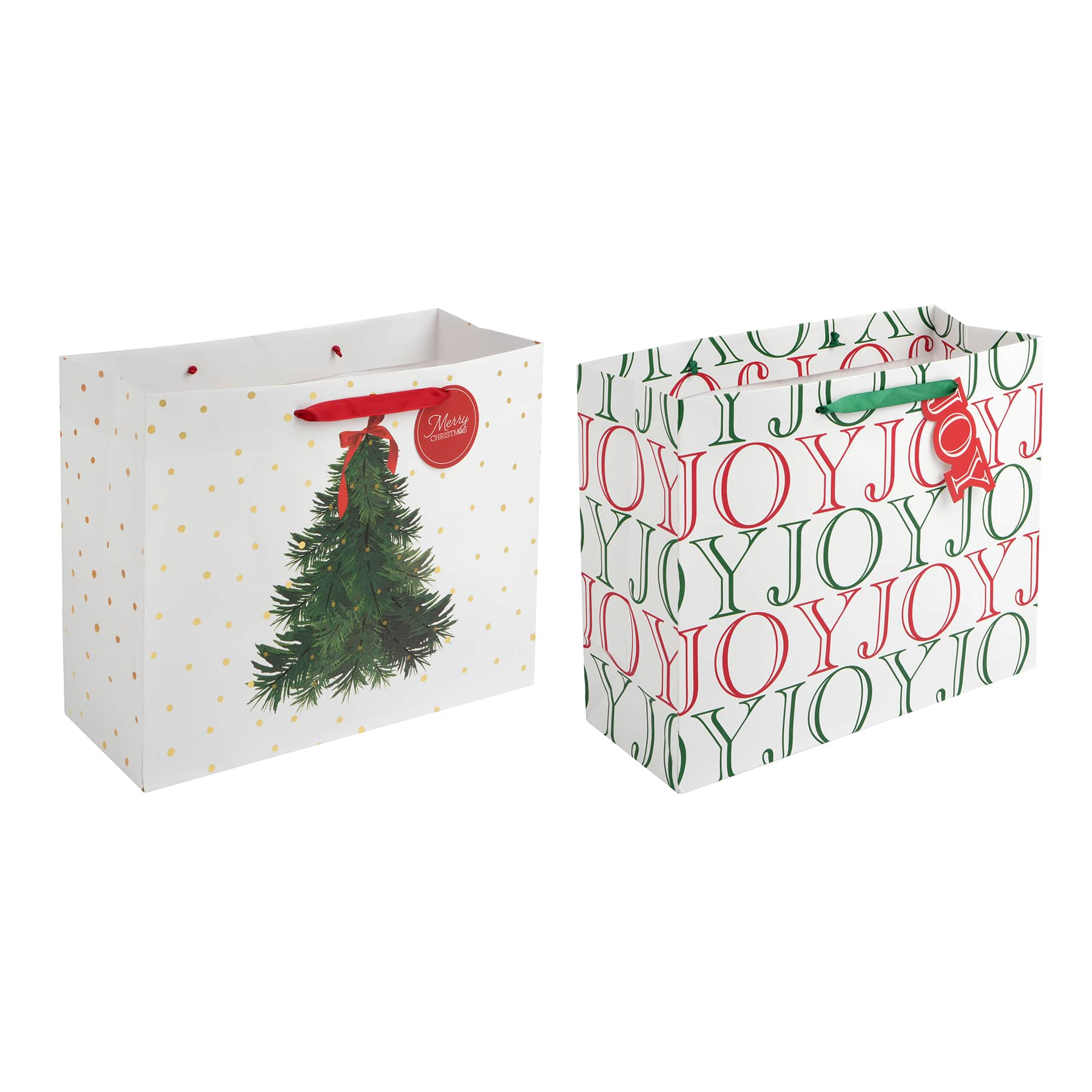 Large Joy &#x26; Tree Gift Bags, 2ct. by Celebrate It&#x2122; Christmas