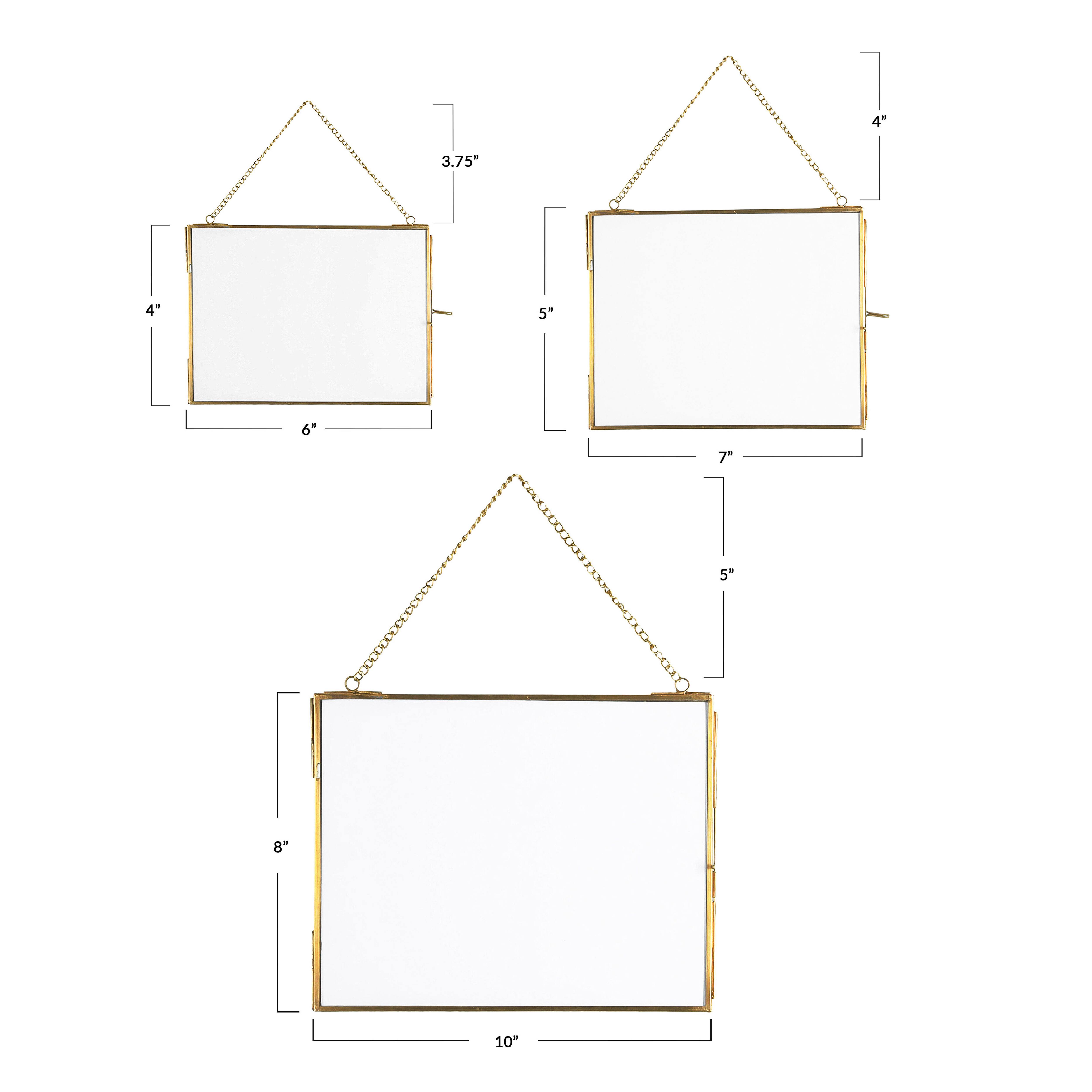 3 Pack Gold Brass Hanging Photo Frame