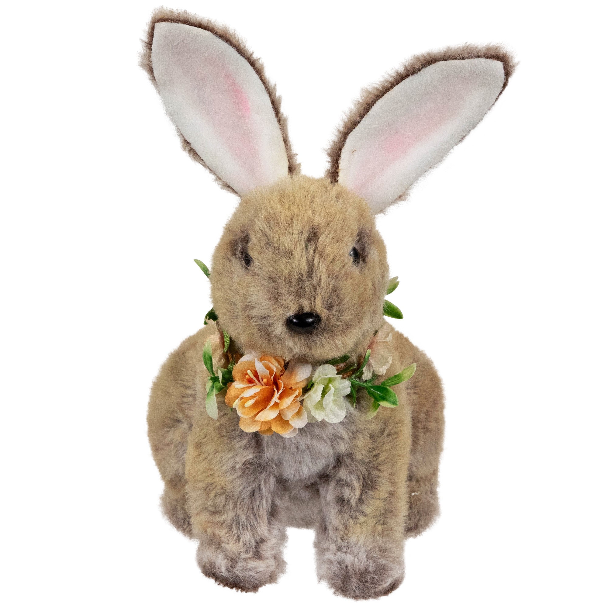 8.5&#x22; Plush Rabbit with Flower Wreath Easter Figurine