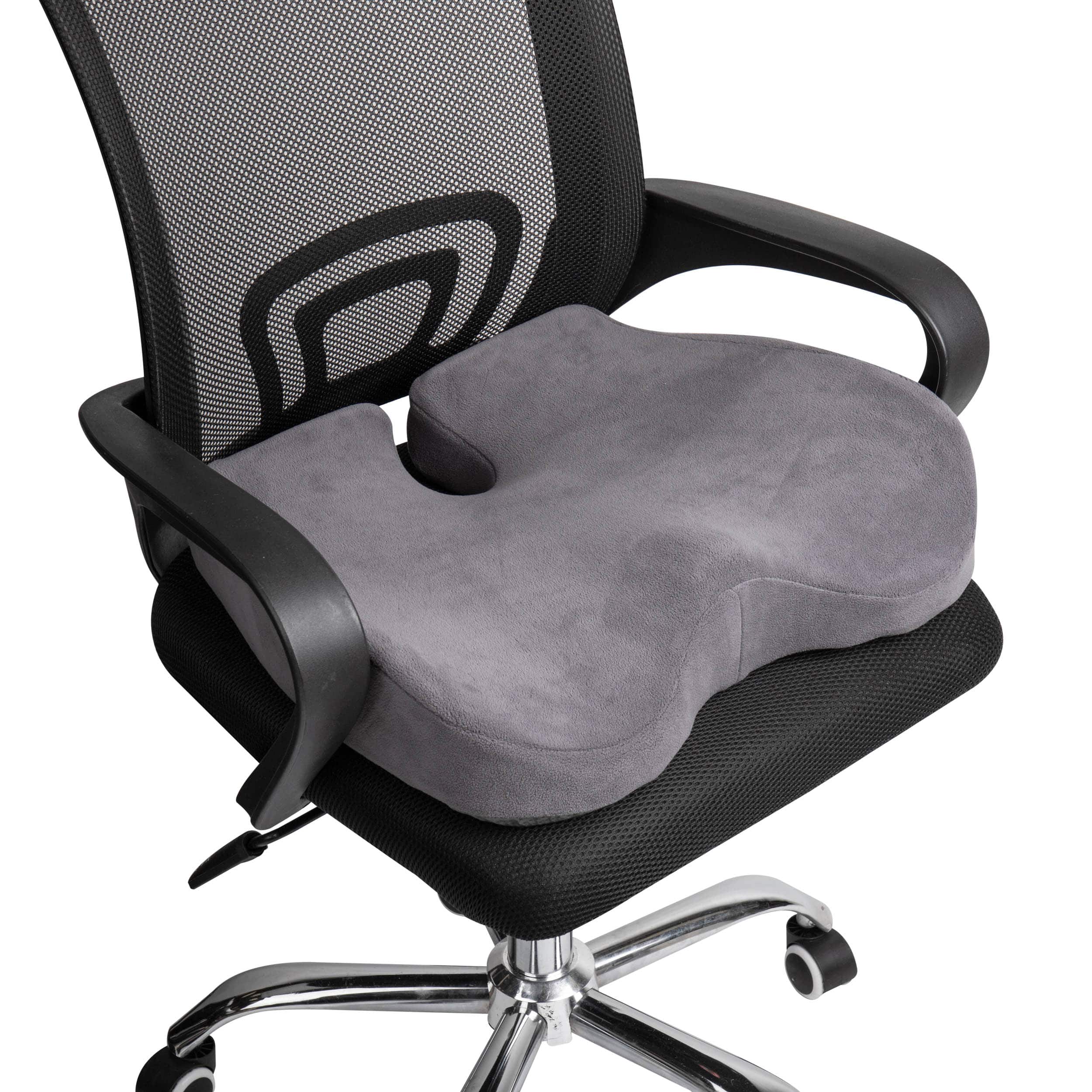 Mind Reader 18" Gray Memory Foam Chair Orthopedic Seat Cushion