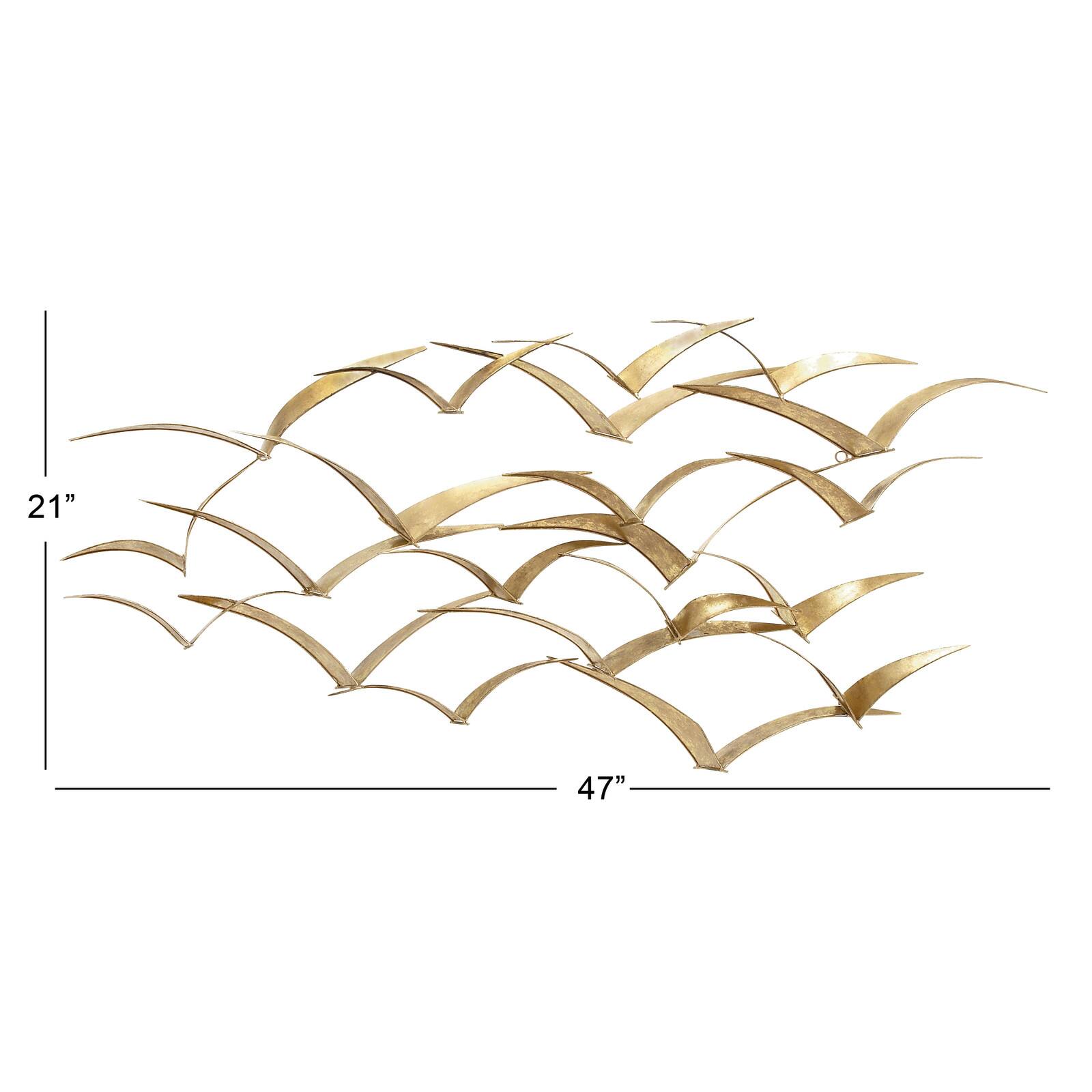 Gold Metal Coastal Birds Wall Decor, 47&#x22; x 21&#x22;