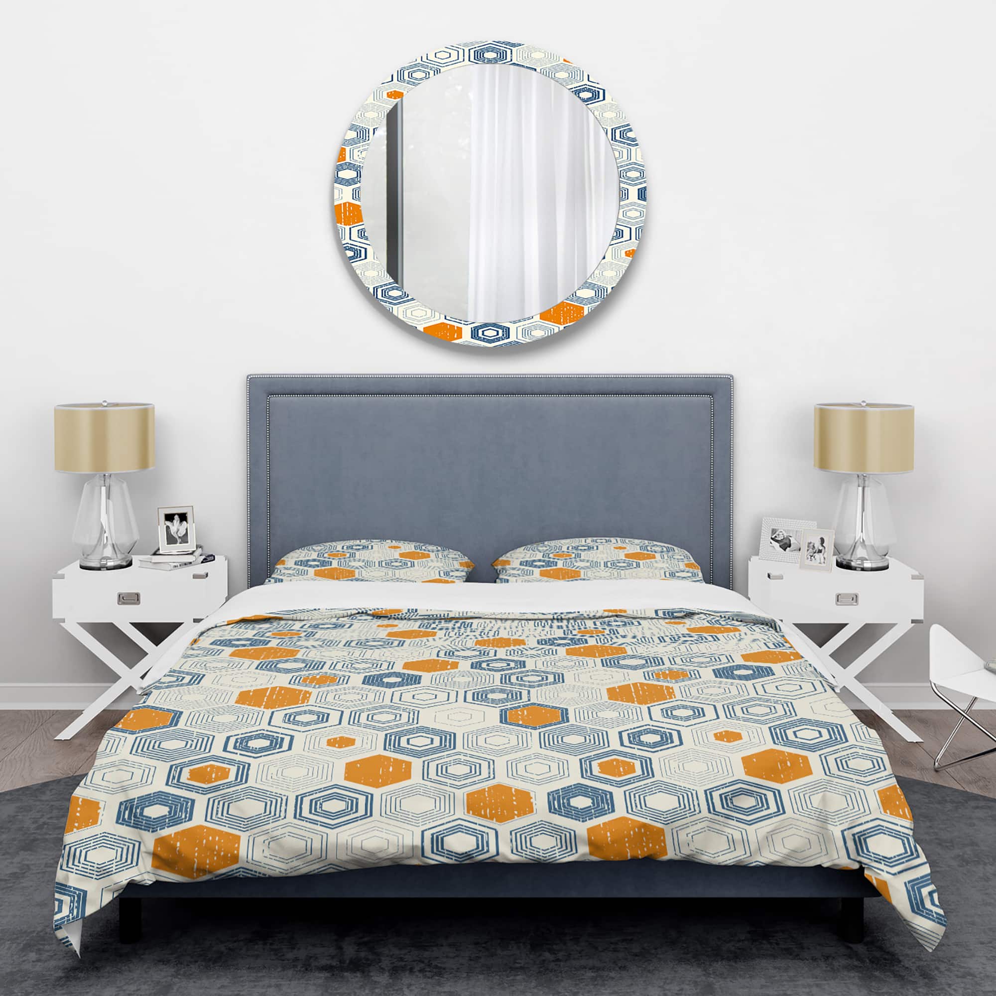 Designart &#x27;Retro Hexagon Pattern IX&#x27; Mid-Century Duvet Cover Set