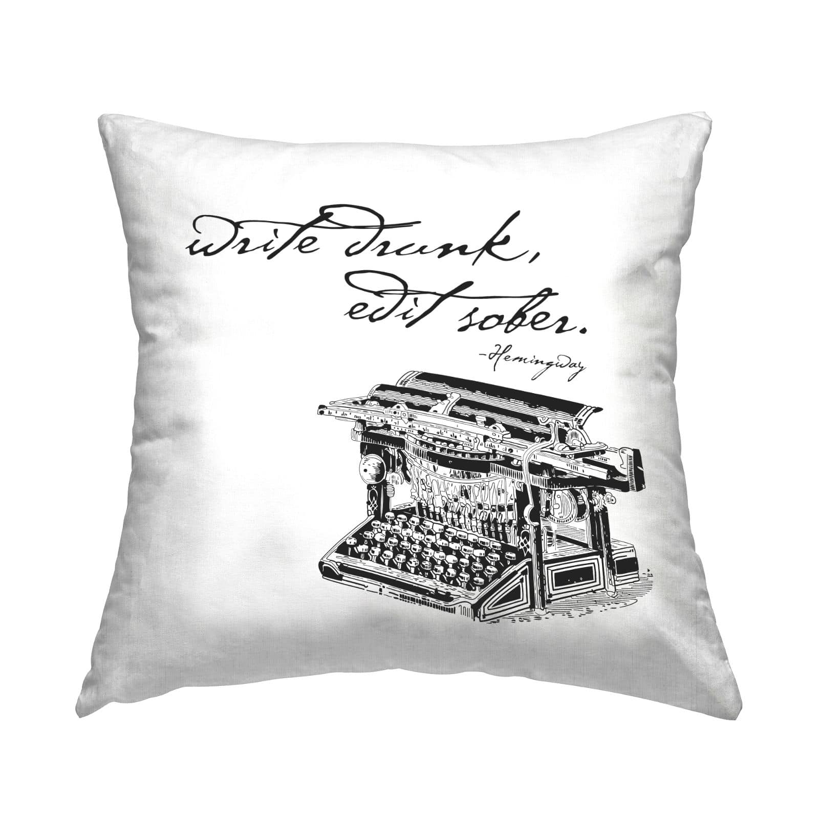 White pillows shop with black writing