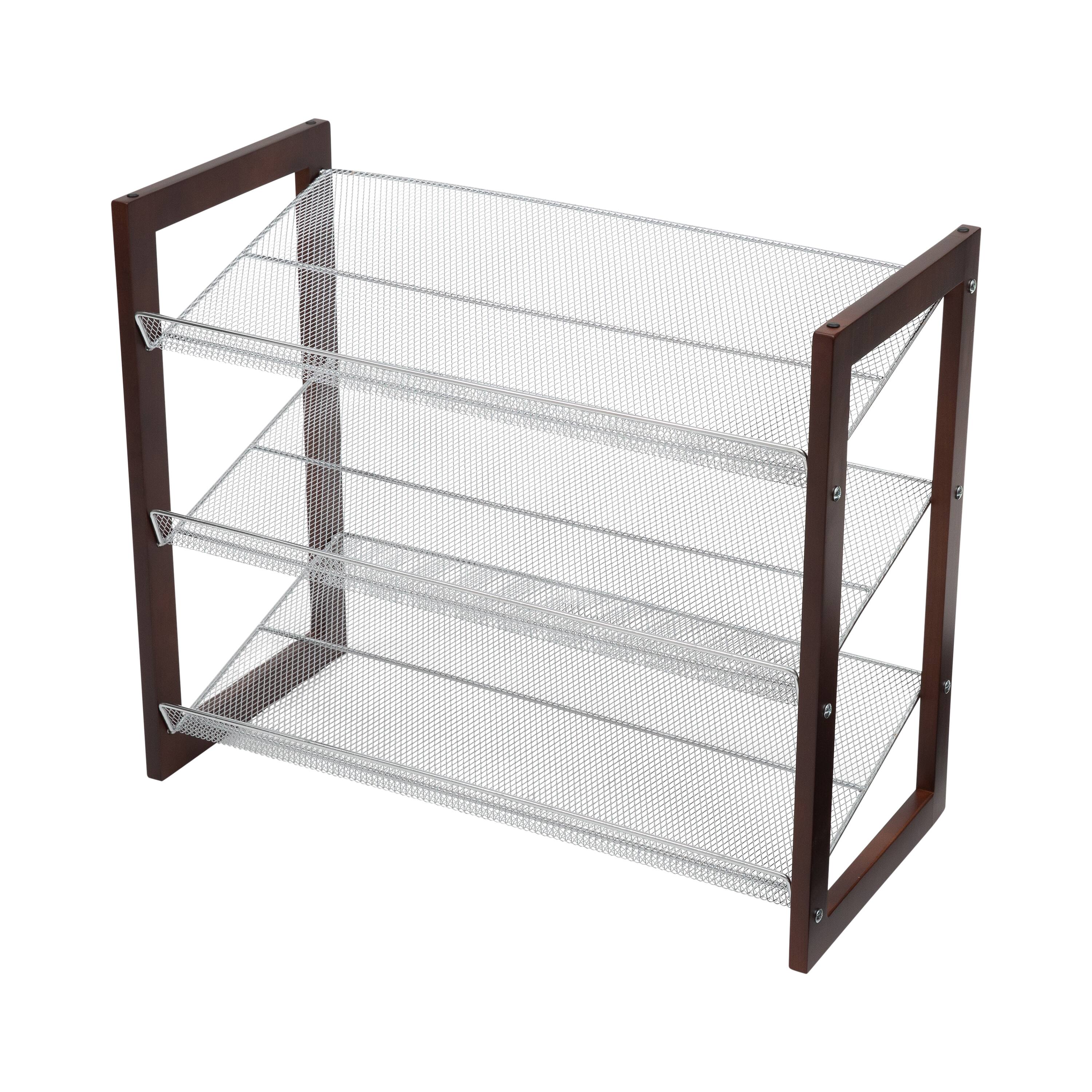 Organize It All Espresso 3 Tier Mesh Shelf Shoe Rack