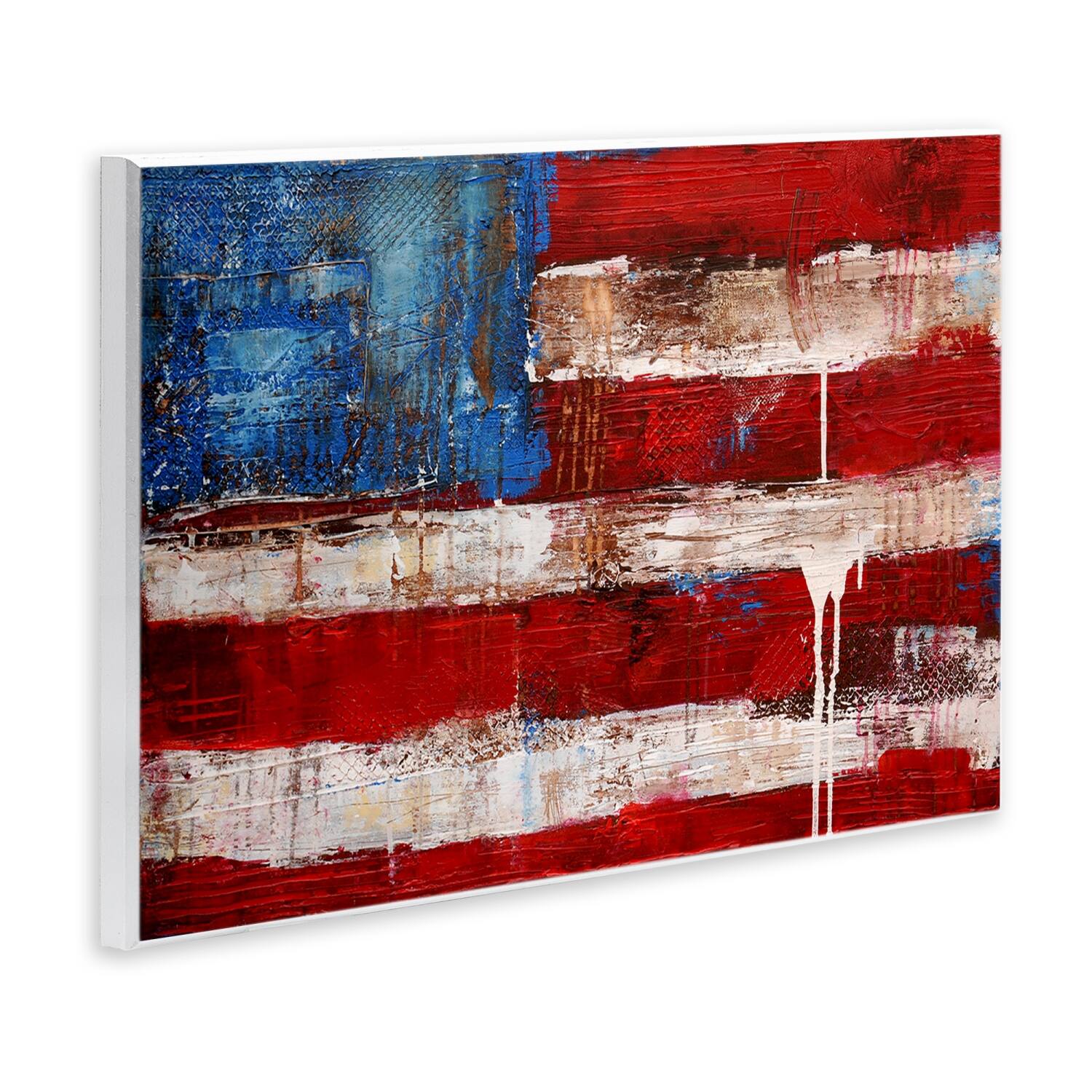 Stupell Industries Rustic United States Flag with Distressed Paint Drip Wall Plaque Art