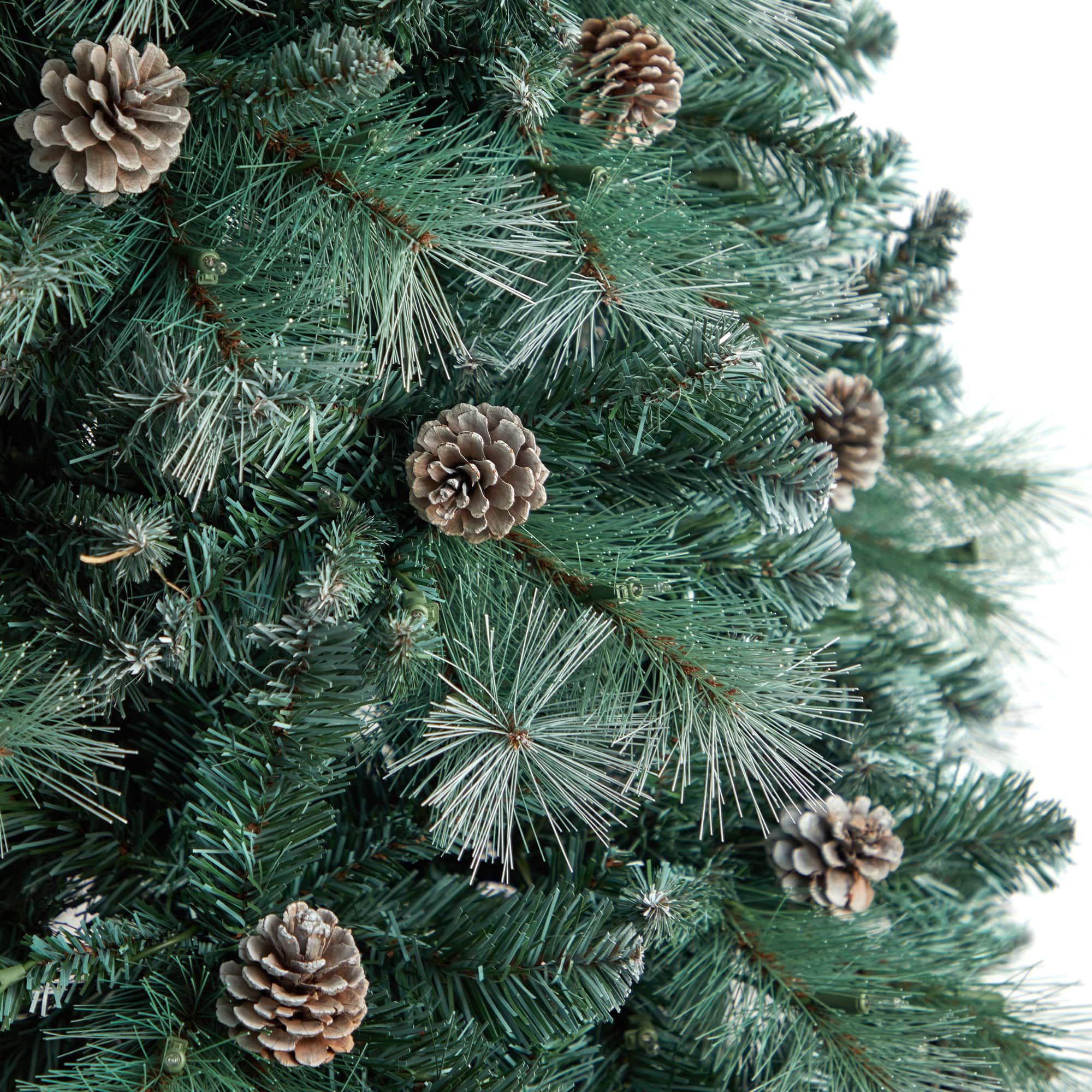 8ft. Pre-Lit Frosted British Columbia Mountain Pine Artificial Christmas Tree, Clear Lights