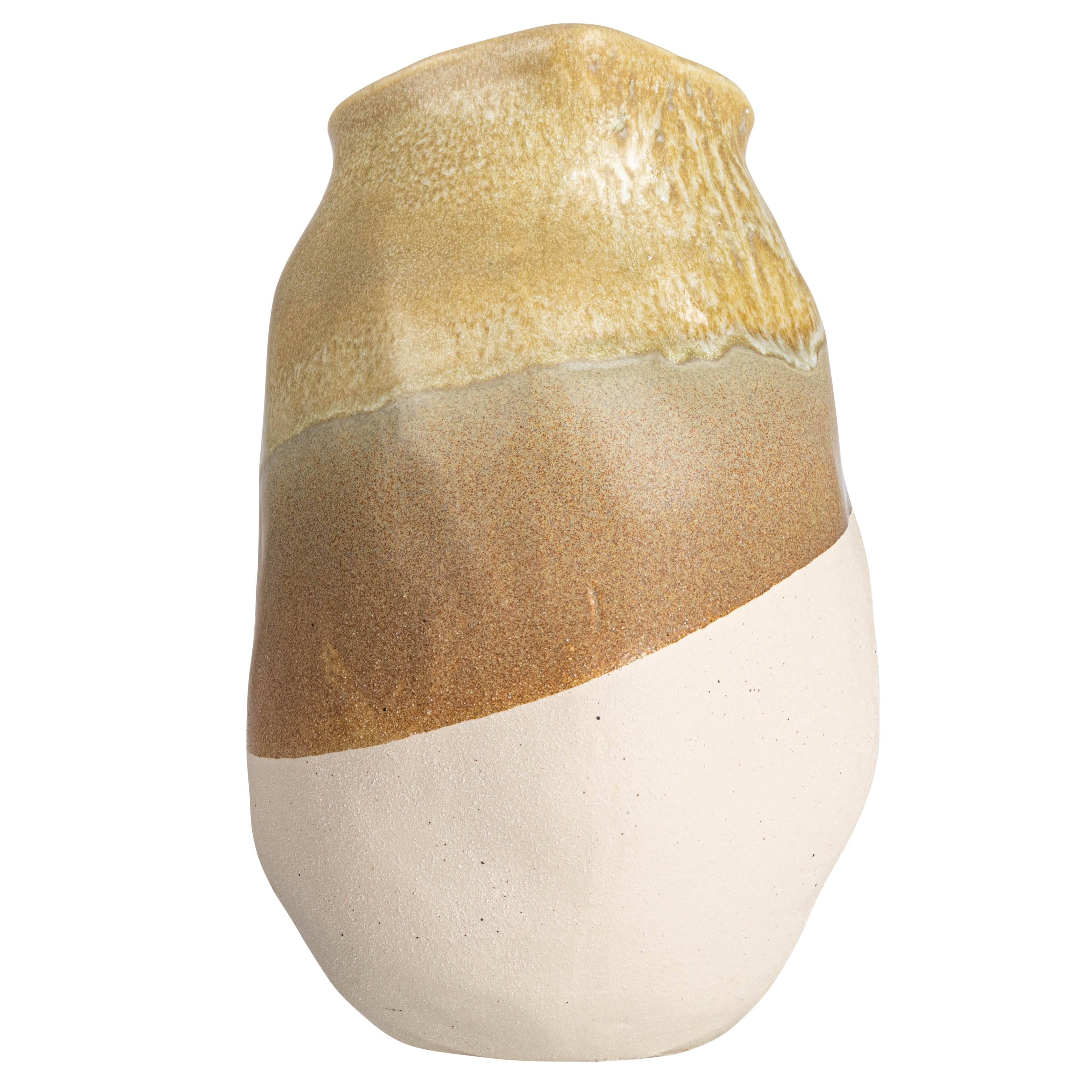 Hello Honey® Bloomingville 13" Tan Reactive Glaze Stoneware Tri-Tone Vase