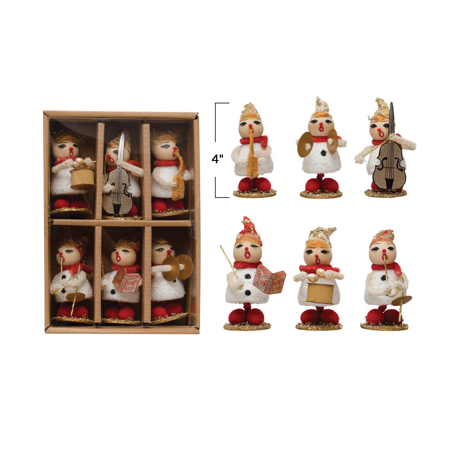 Hello Honey&#xAE; 4&#x22; Vintage Reproduction Marching Band Figurine Set with Instruments &#x26; Glitter