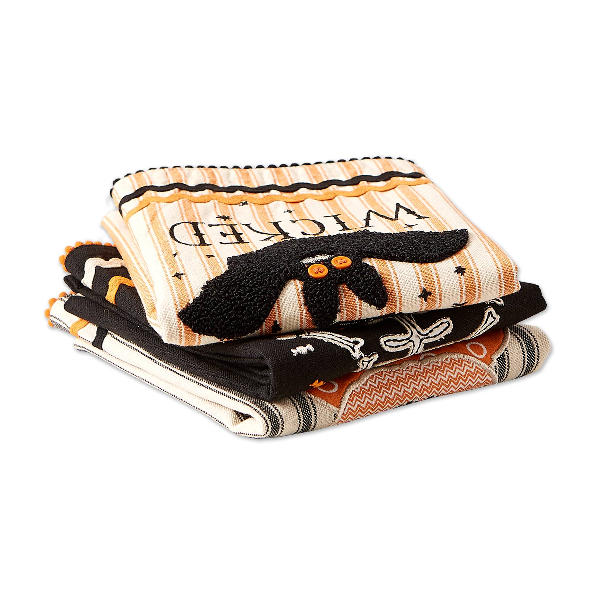 DII® Embellished Halloween Happy Haunting Wicked Treats Dishtowels Set