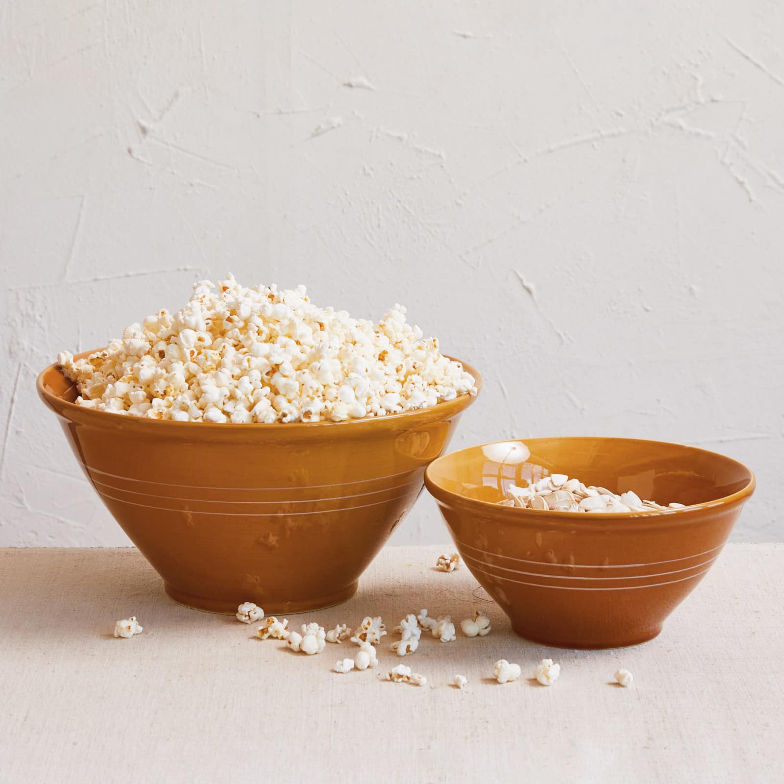 Hello Honey® 6qt. Brown Reactive Glaze Stoneware Mixing Bowl with Black & White Lines