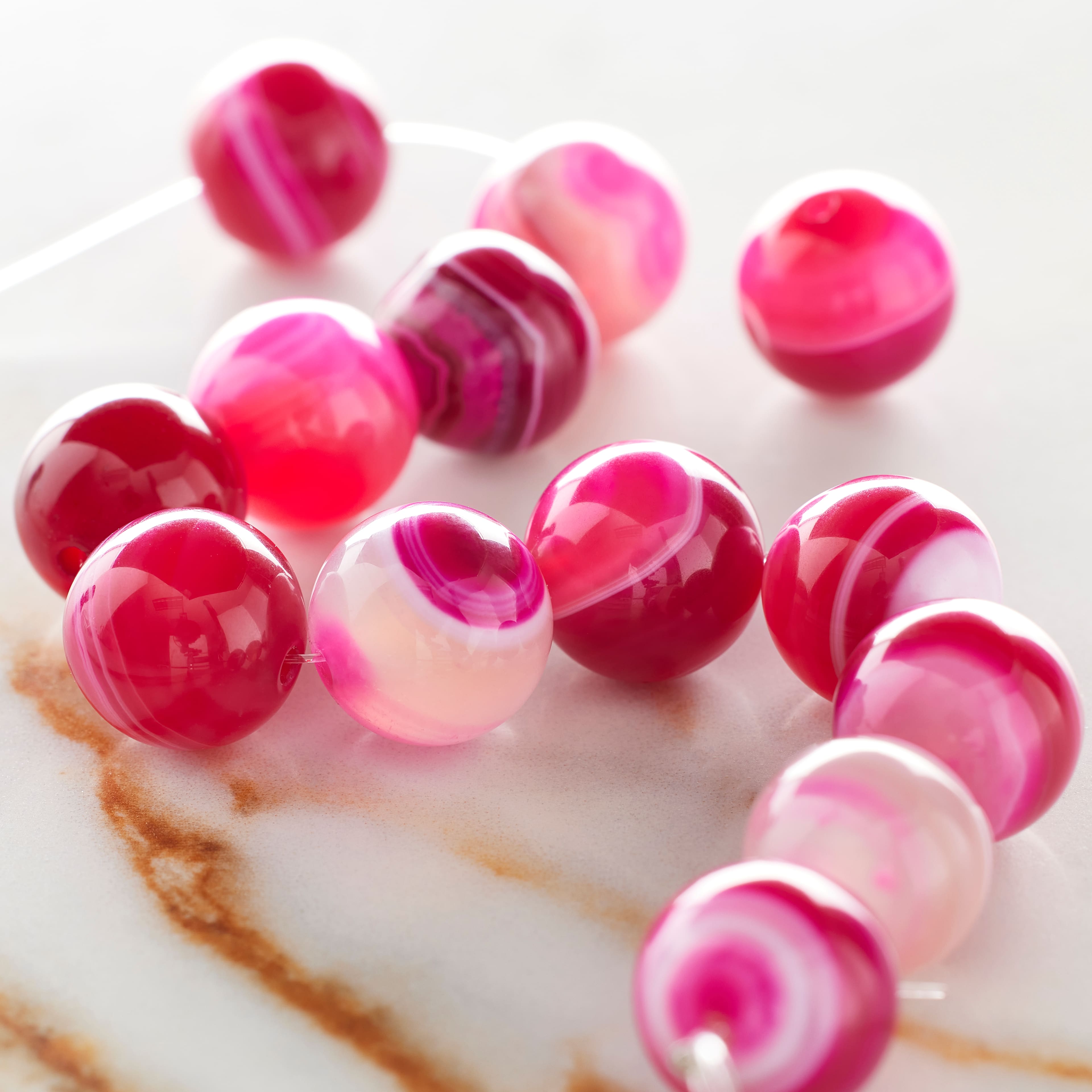 Pink Dyed Agate Round Beads, 12mm by Bead Landing™