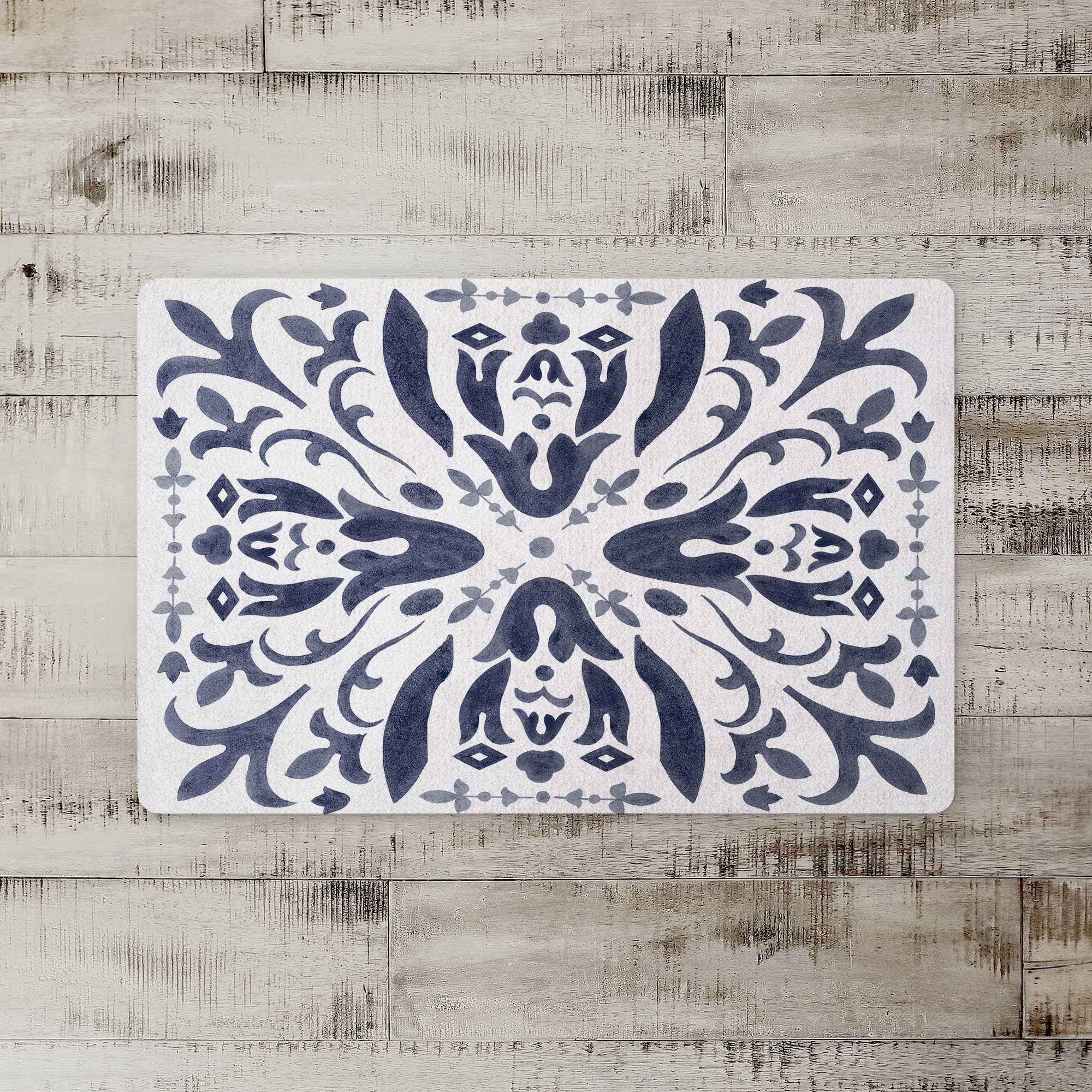 Distressed Floral Floor Mat