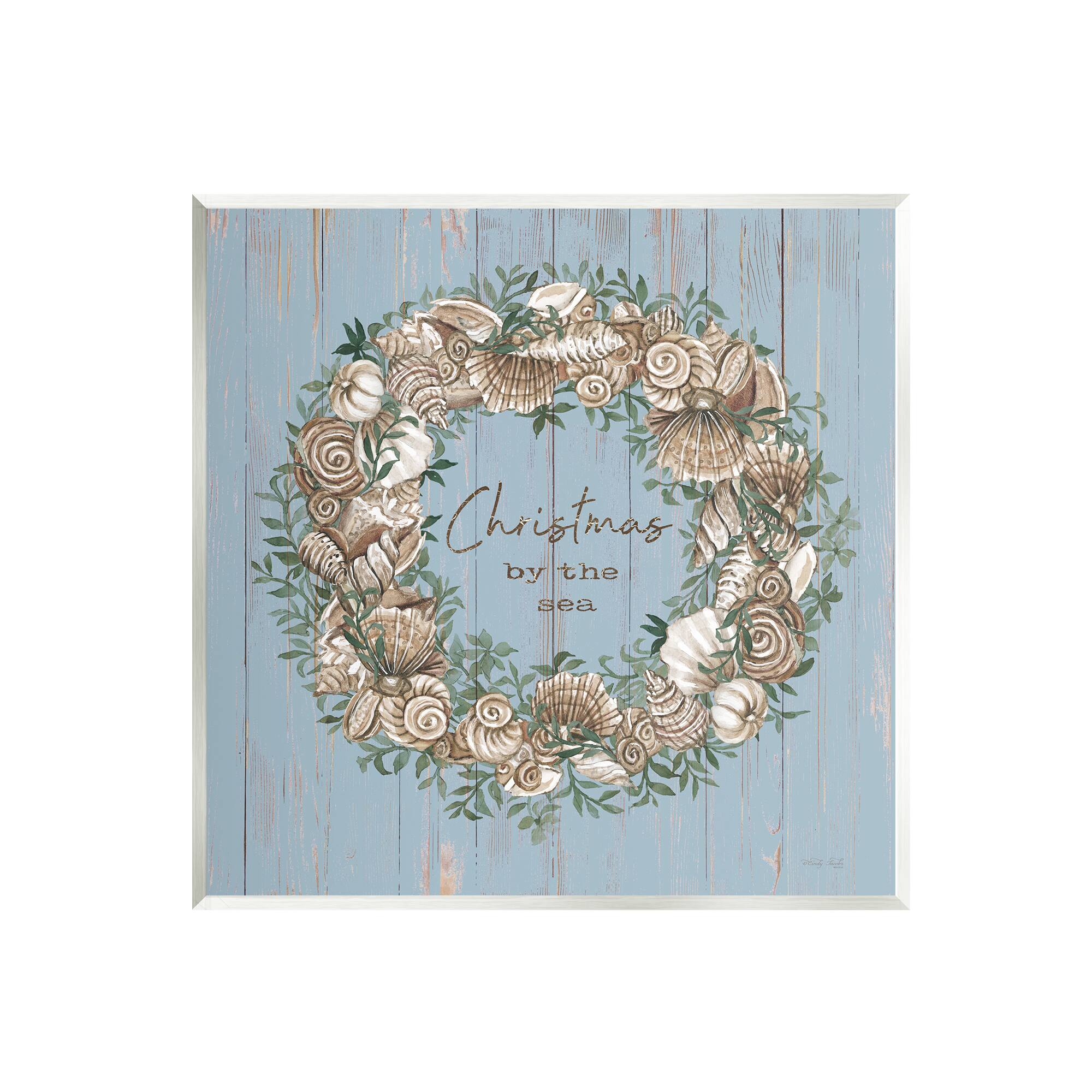 Stupell Industries Christmas by the Sea Shell Wreath Wall Art