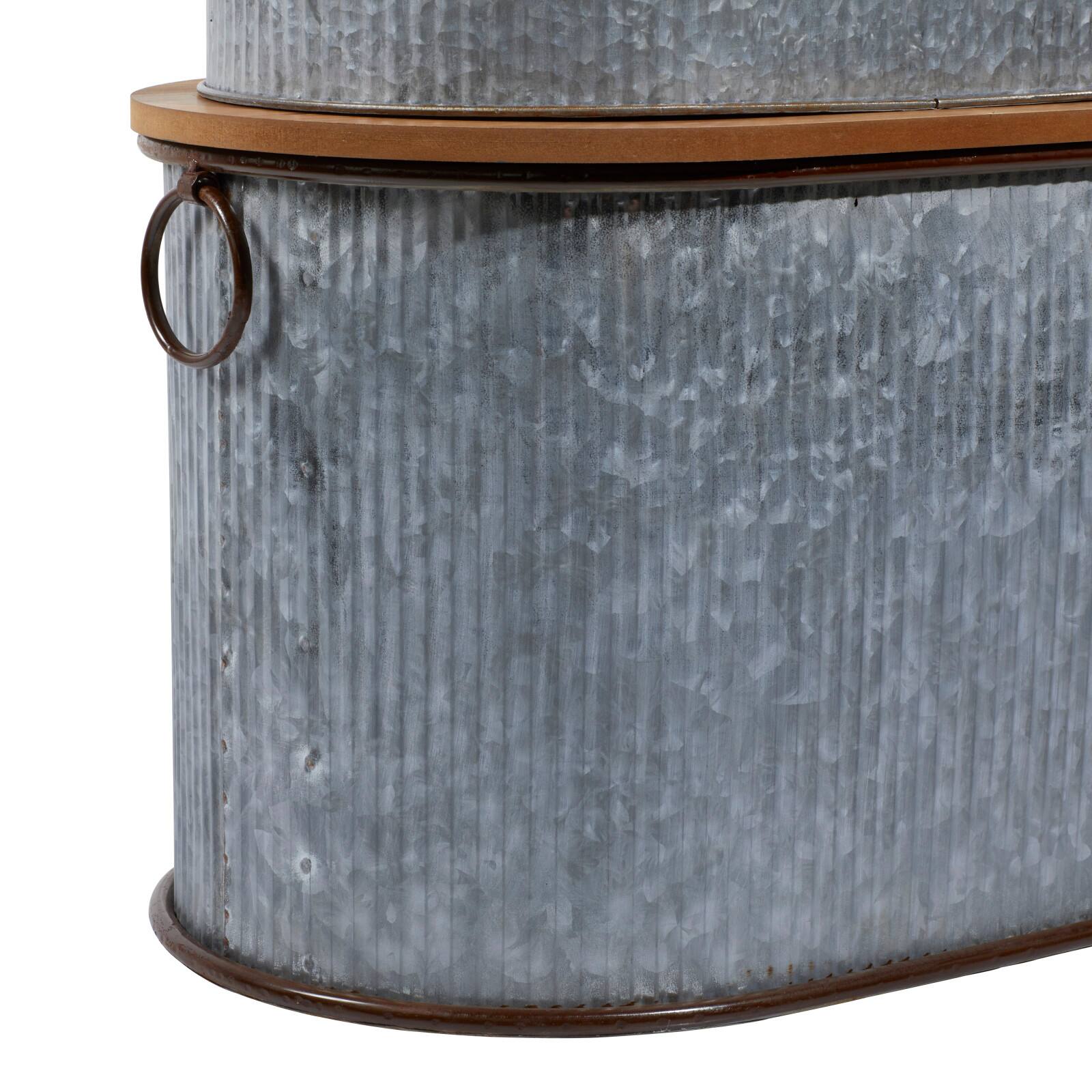 Set of 3 Brown Metal Farmhouse Storage Bench, 23", 48"