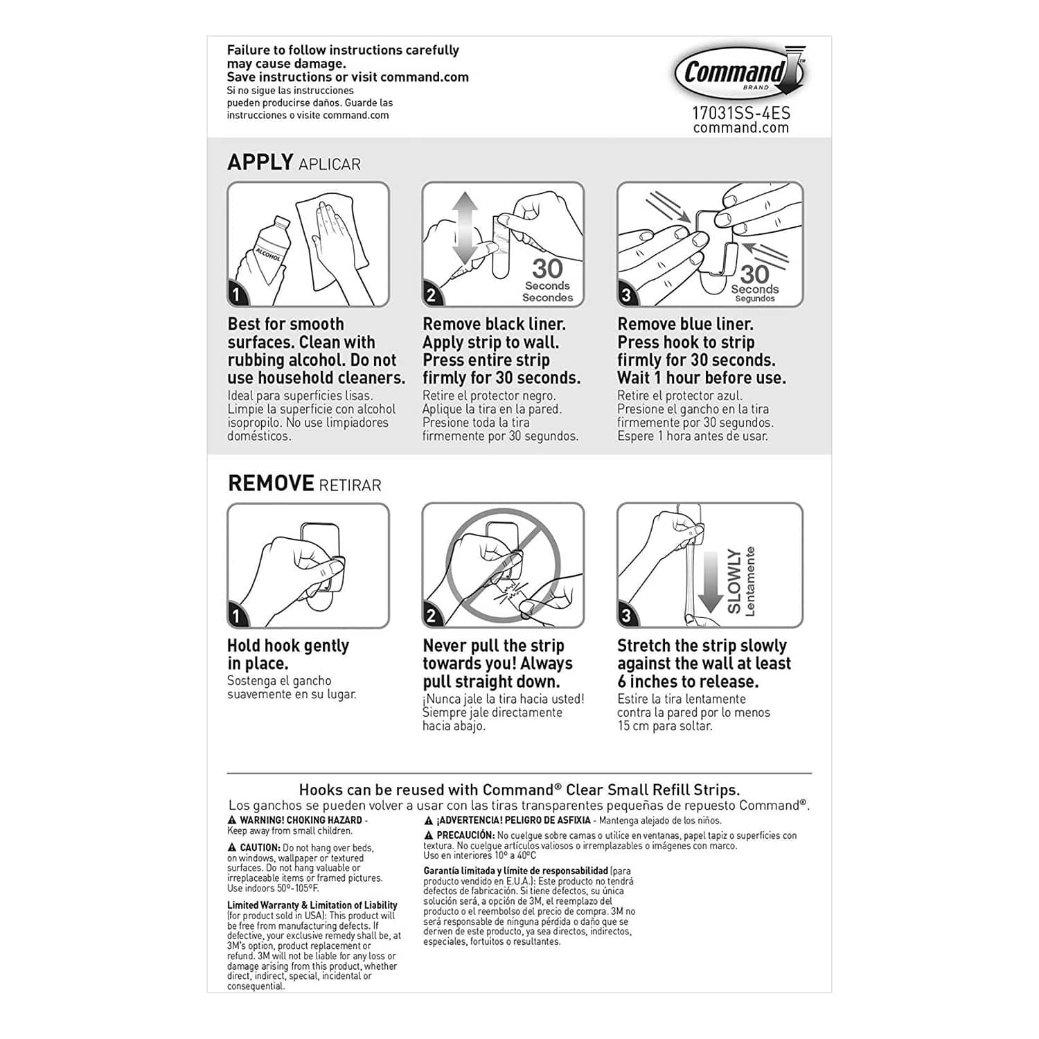 Command™ Small Decorative Metal Hooks, Stainless Steel