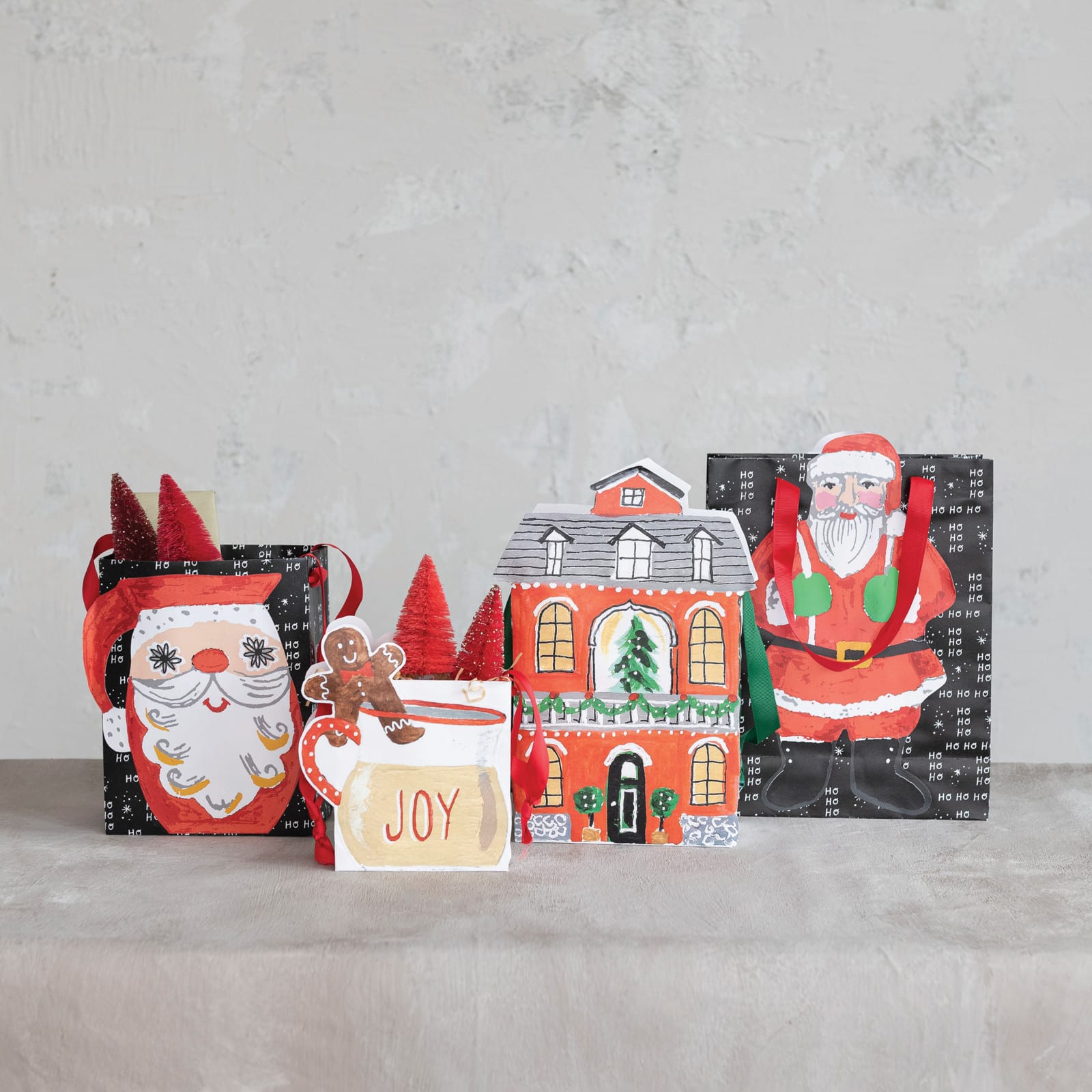 Hello Honey® Printed Recycled Paper House, Santa & Mug Shaped Gift Bag Set