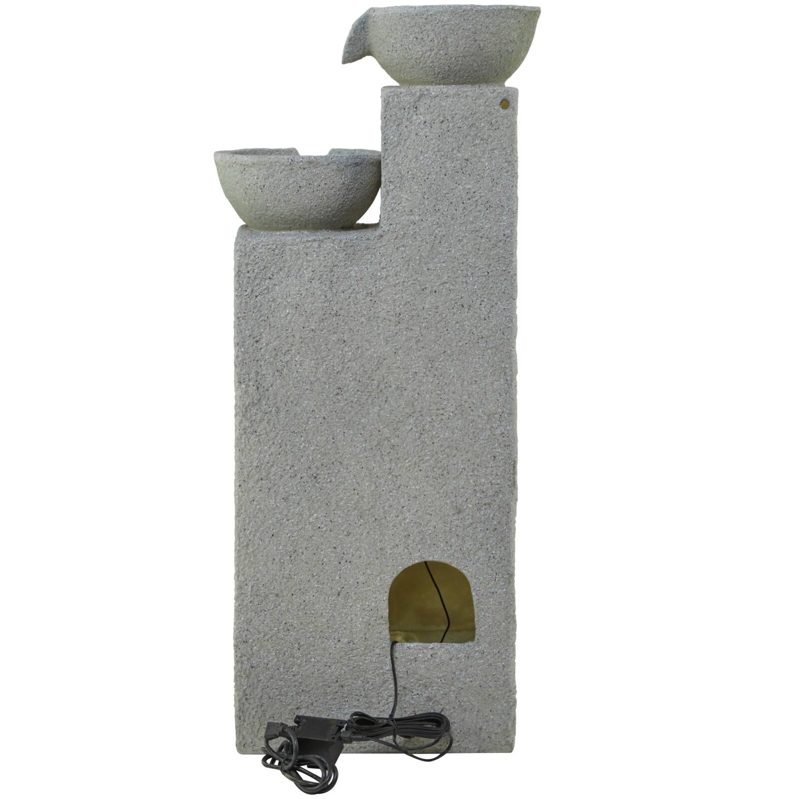 43.5" Light Gray Fiberglass 4-Tier Fountain with LED Light