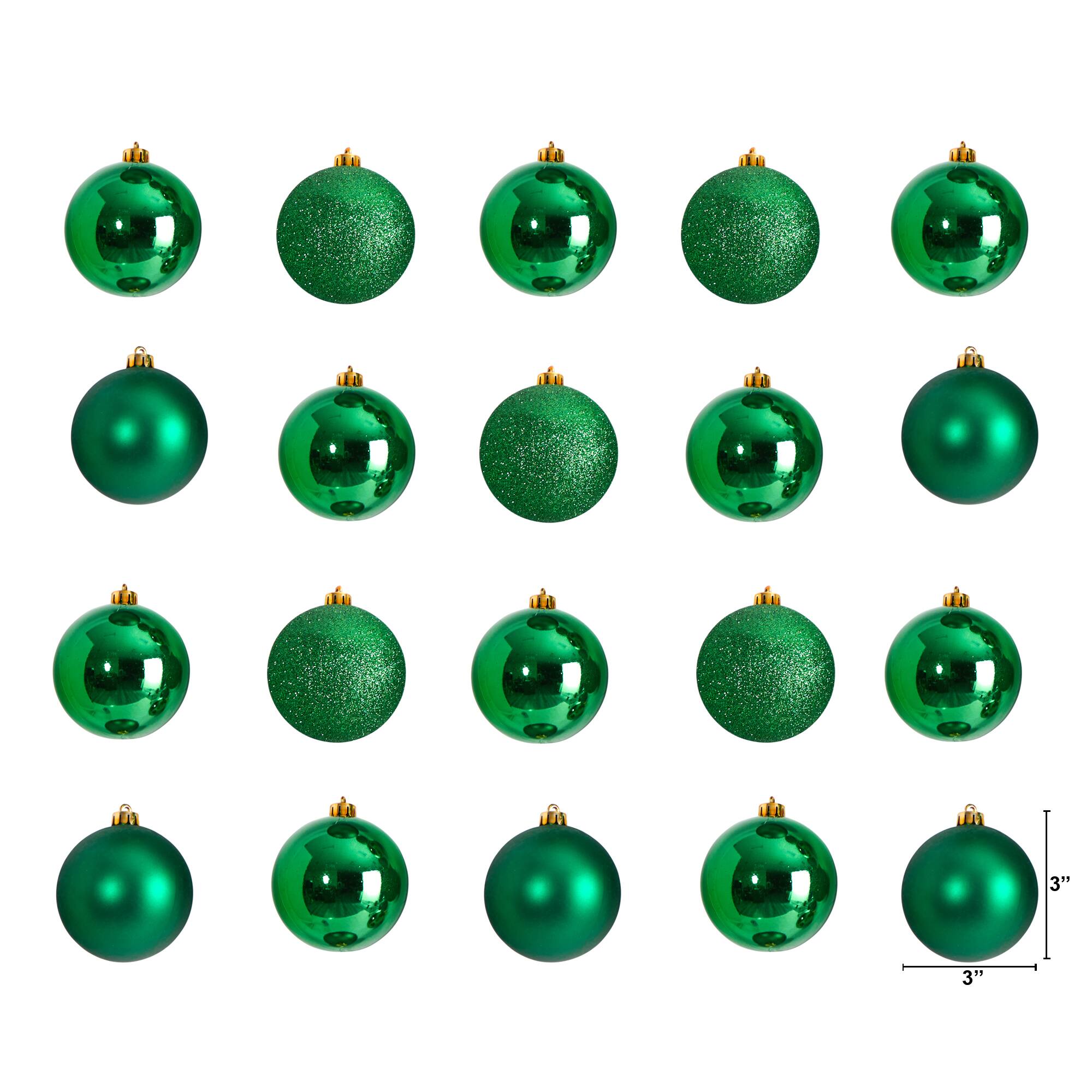 20ct. 3" Green Shatterproof Christmas Ornaments