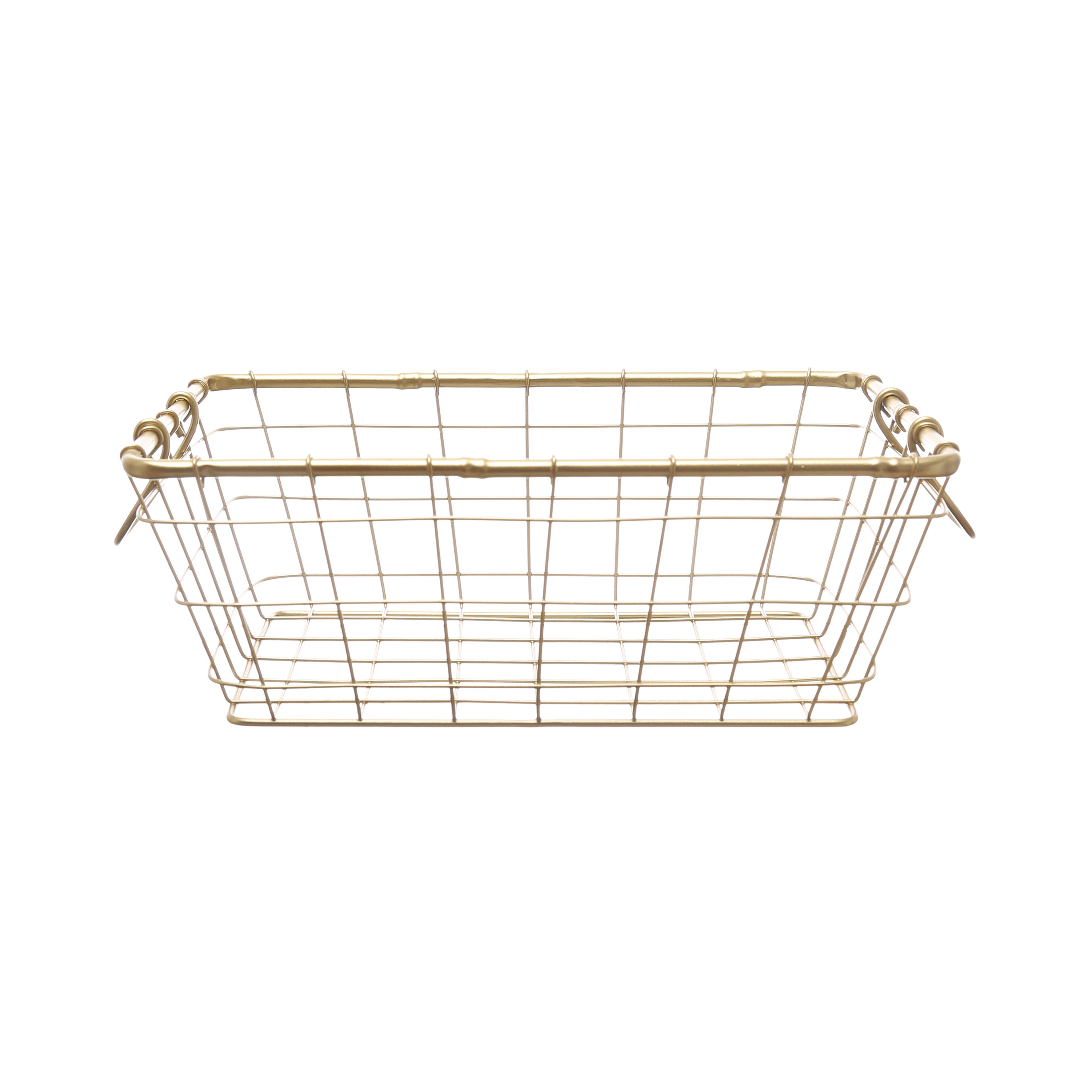 Flat Wire Wedding Hamper Set of 3 Large Metal Tray Baskets with Pearls 
