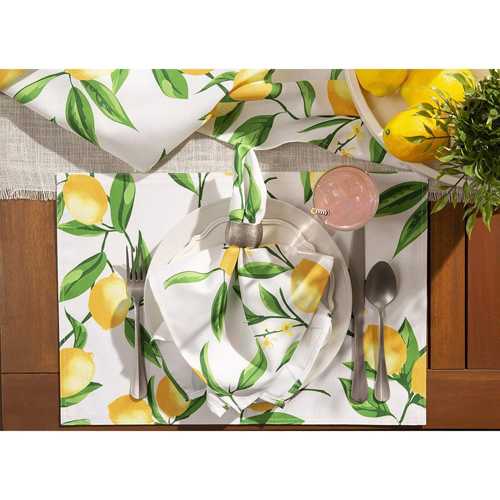 DII® Lemon Bliss Print Outdoor Placemat Set, 6ct.