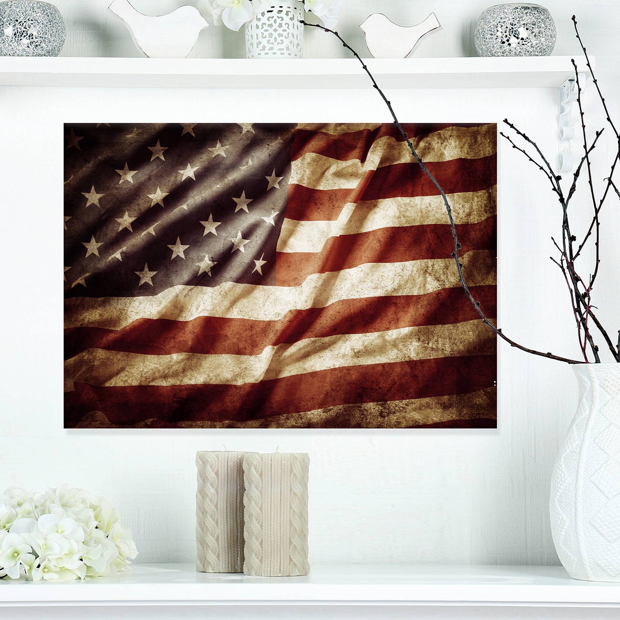 Designart - American Flag - Contemporary Canvas Art Print