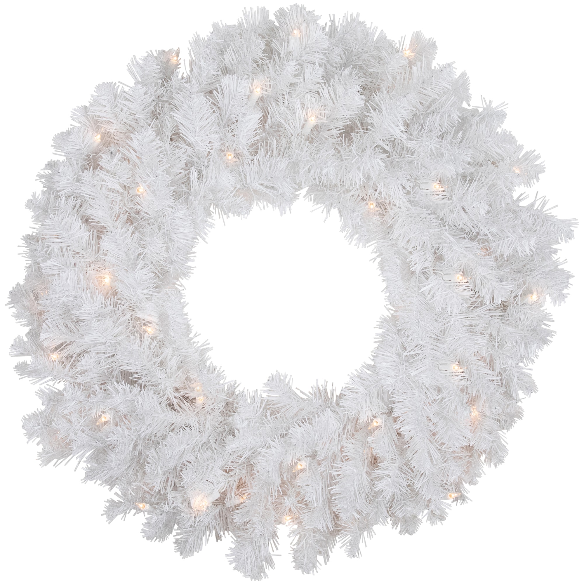 24&#x22; Pre-Lit White Artificial Christmas Pine Wreath