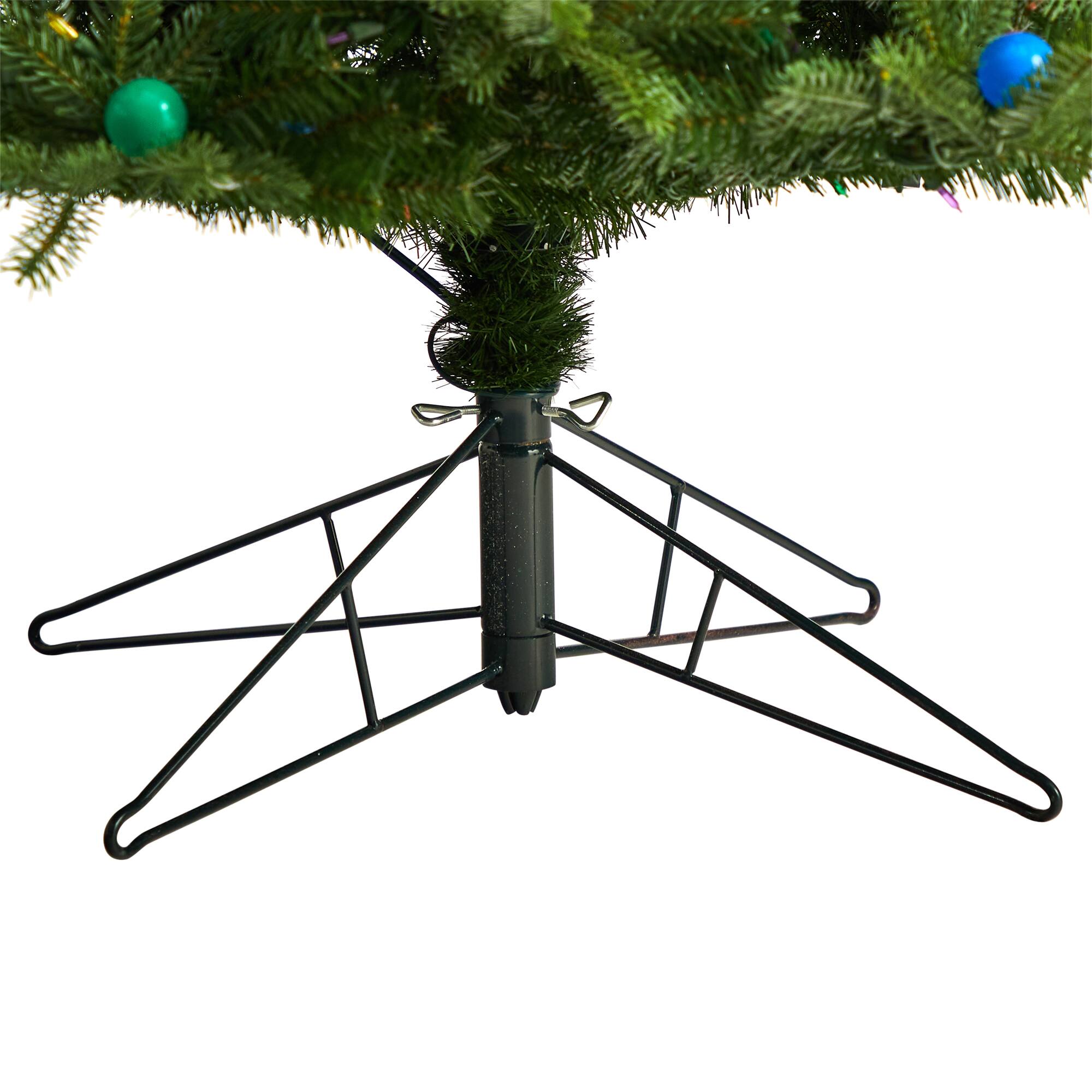 9.5ft. Pre-Lit Montana Mountain Fir Artificial Christmas Tree, Multicolor LED Lights & Globe Bulbs