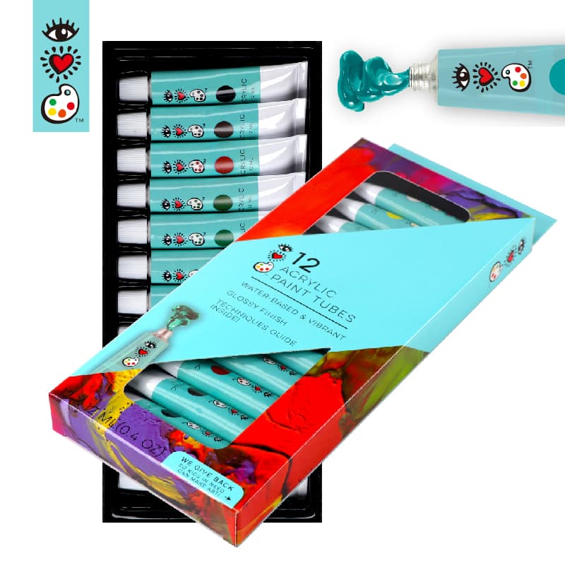 Bright Stripes iHeartArt Acrylic 12 Color Paint Tube Set
