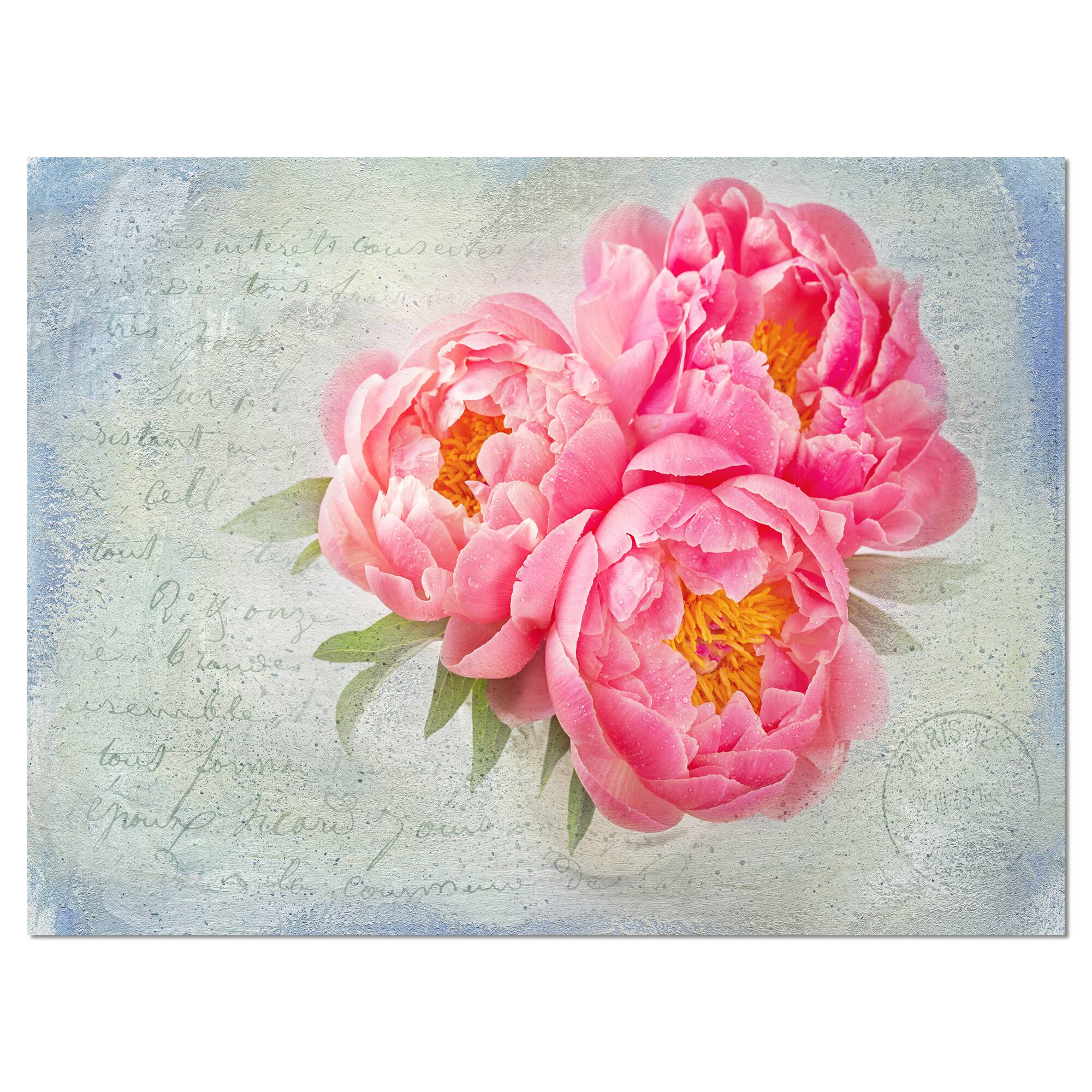 Designart - Pink Peony Flowers in White Vase - Floral Canvas Art Print