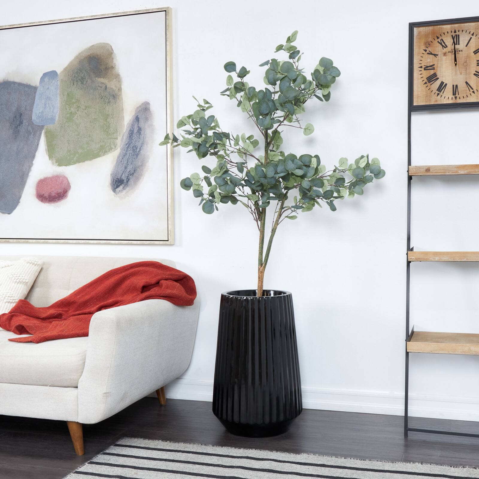 24&#x22; Black Modern Vase