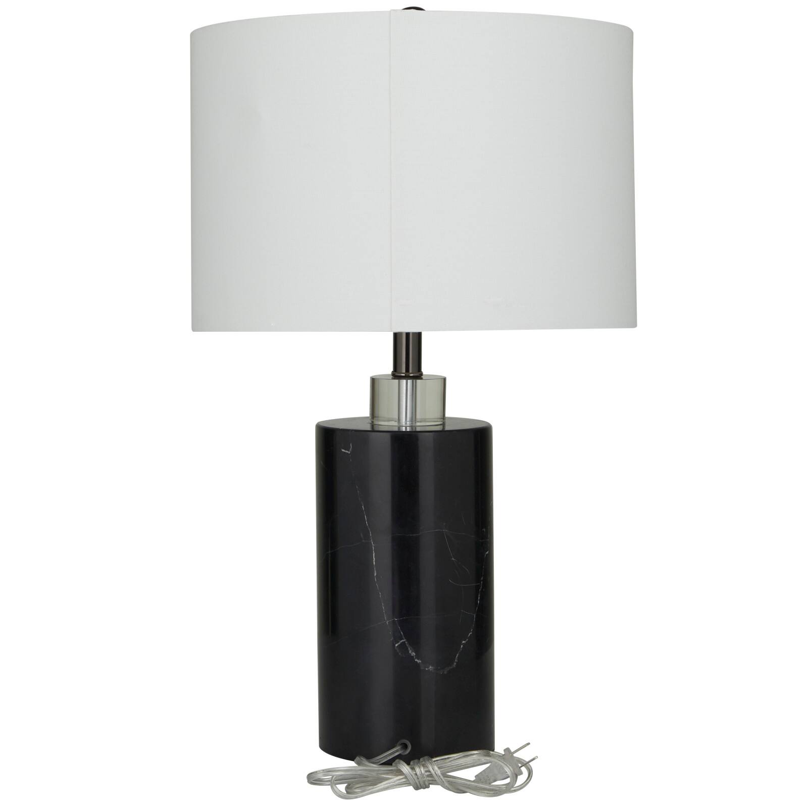 Black Marble Thick Stand Table Lamp with Drum Shade 15" x 15" x 24"