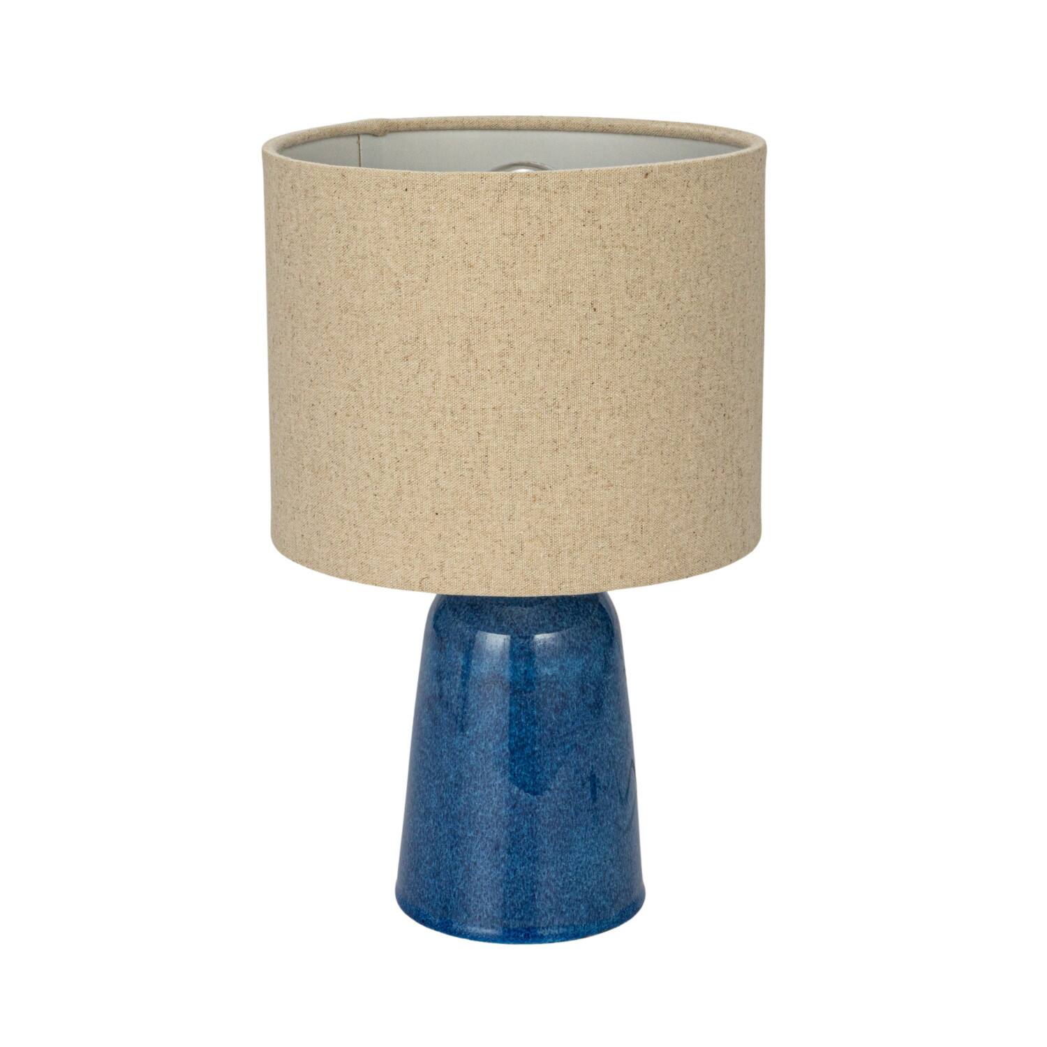 Hello Honey&#xAE; 14&#x22; Blue Reactive Glaze Ceramic Table Lamp with Linen Shade Set, 2ct.