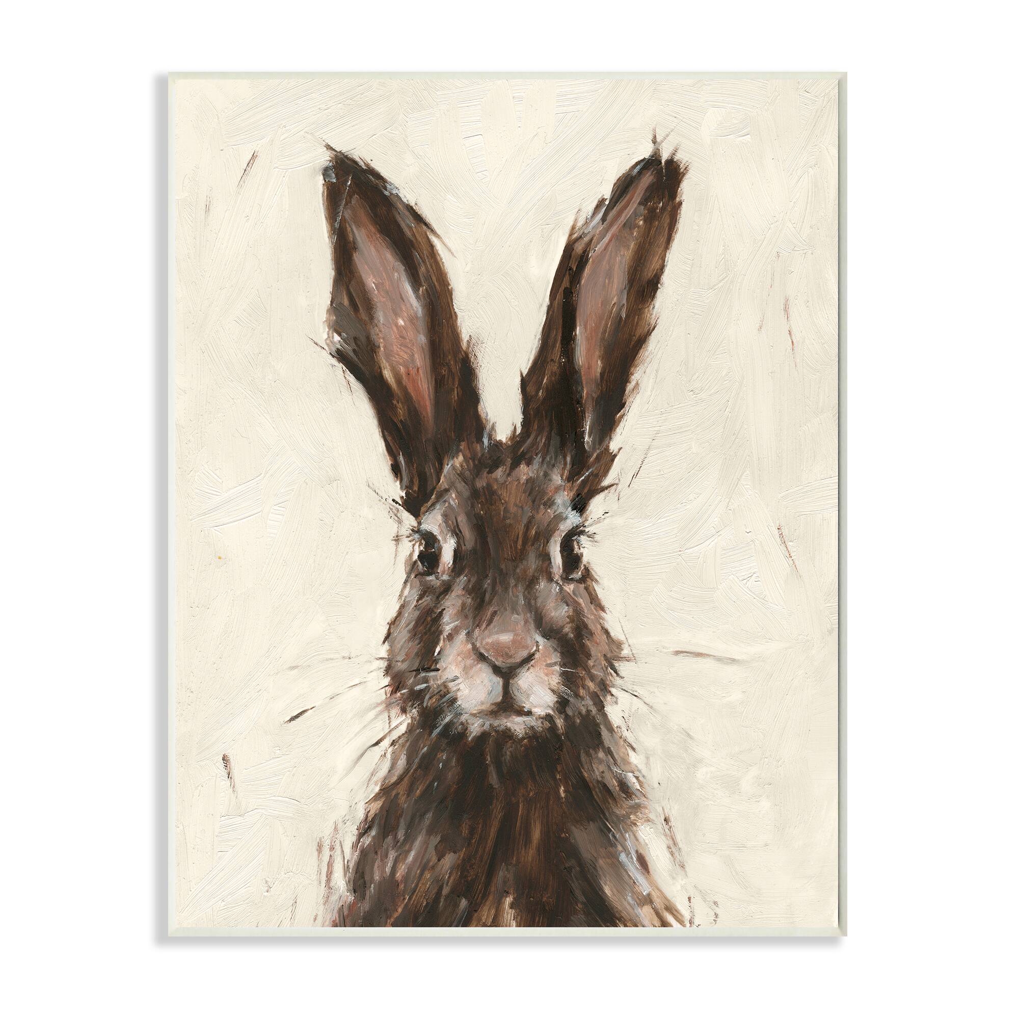 Stupell Industries Brown European Rabbit Portrait Painting Wall Plaque