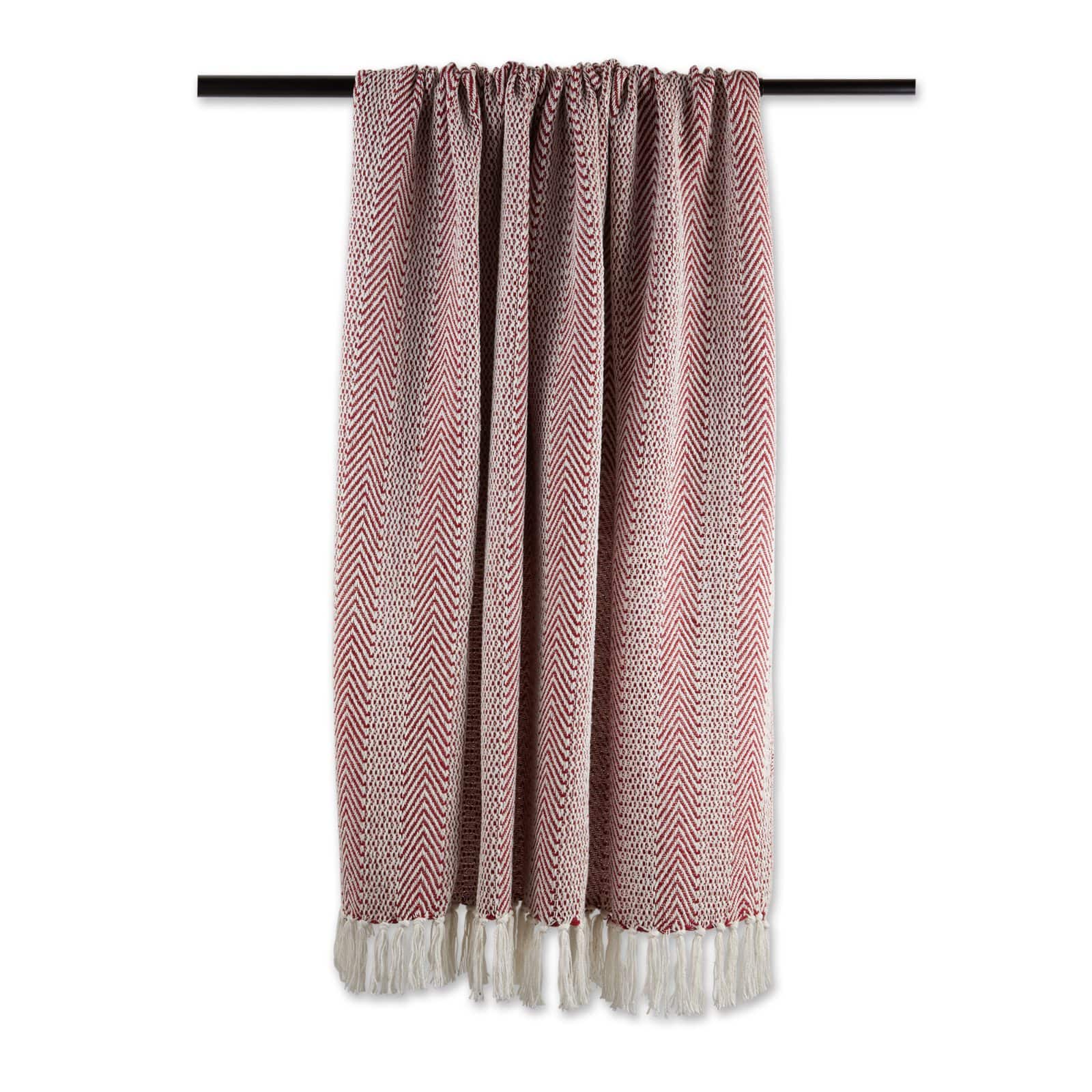 DII&#xAE; Barn Red Herringbone Stripe Throw