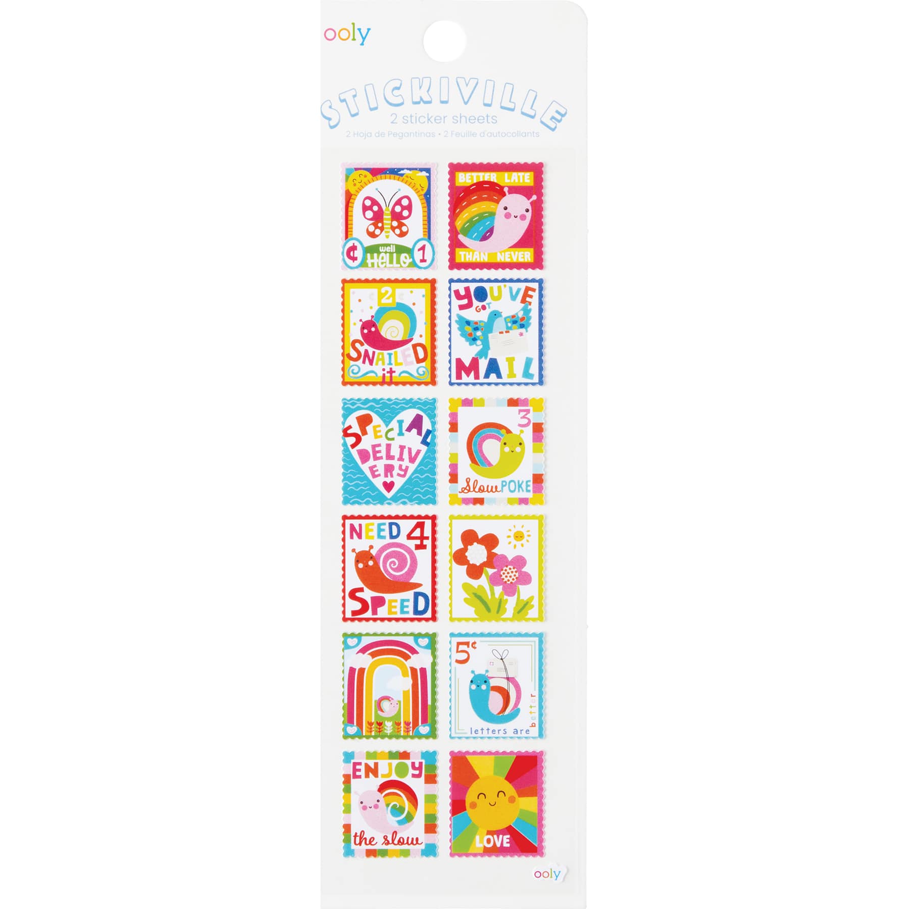 Ooly Stickiville Snail Mail Stamps Skinny Vinyl Sticker Sheet, 2ct ...