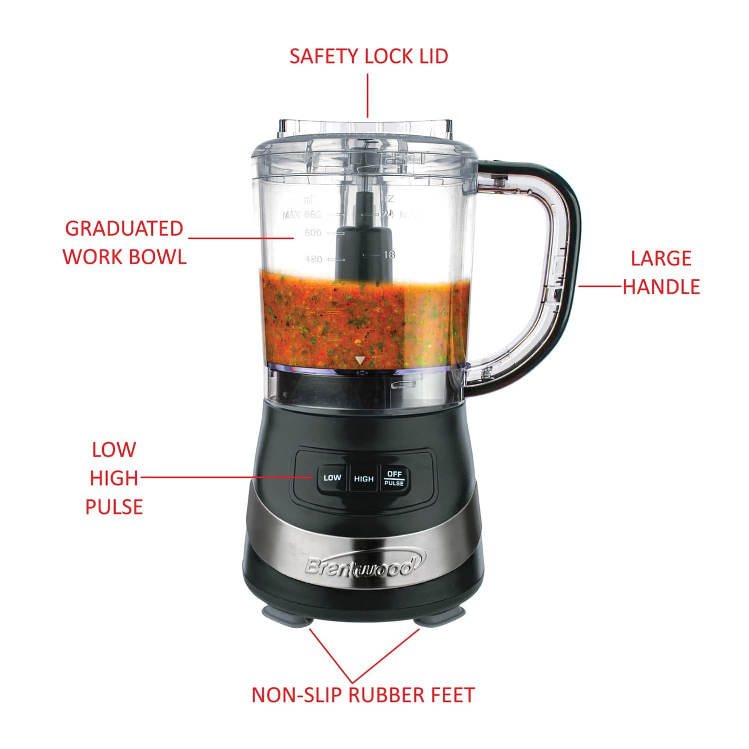 Brentwood Black 3 Cup Food Processor