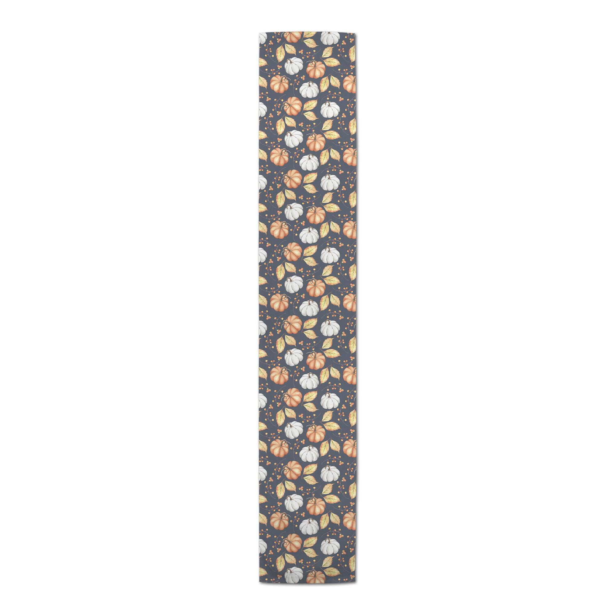90&#x22; Harvest Pumpkins &#x26; Leaves Table Runner