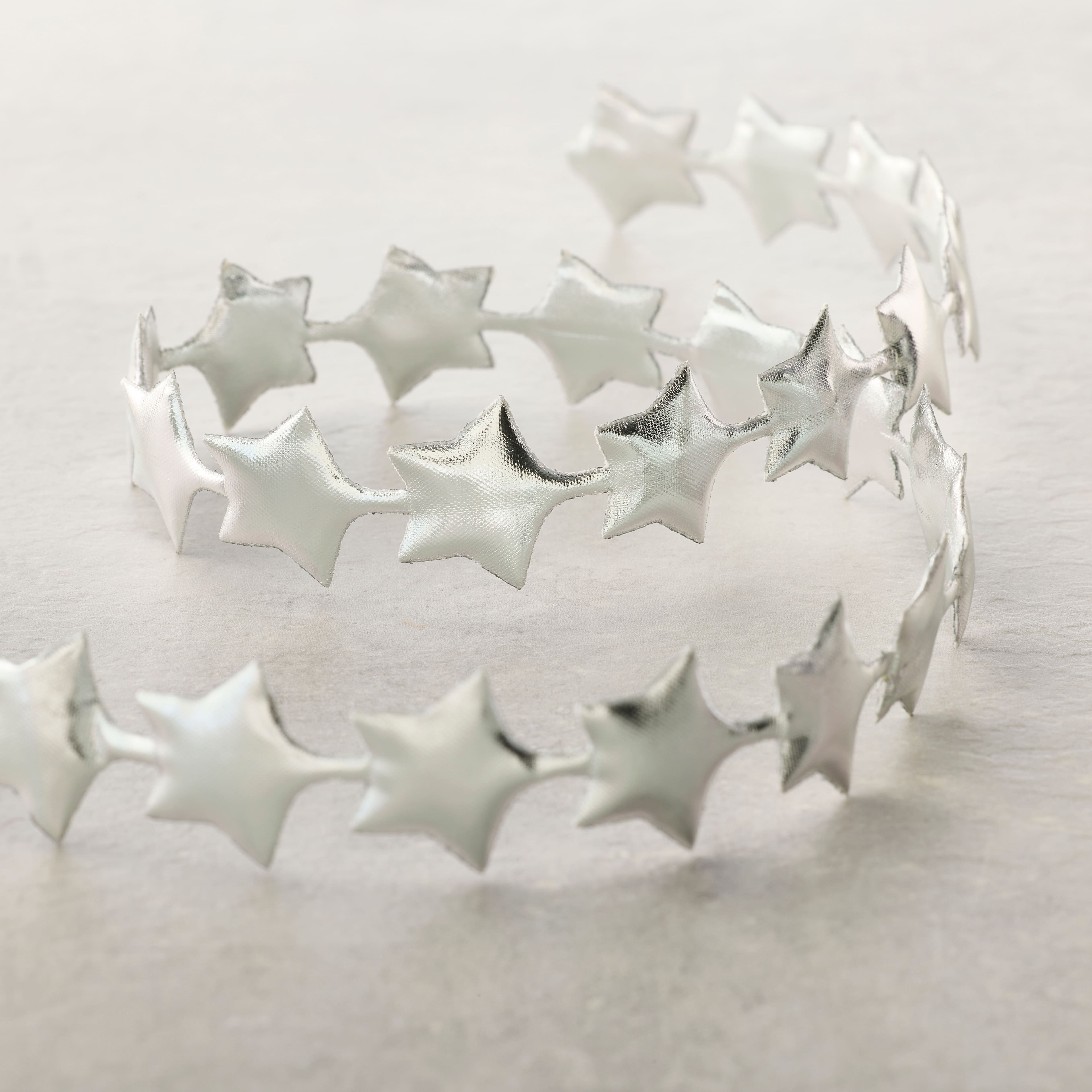 5/7&#x22; x 3yd. Silver Metallic Star Ribbon by Celebrate It&#xAE; Classic
