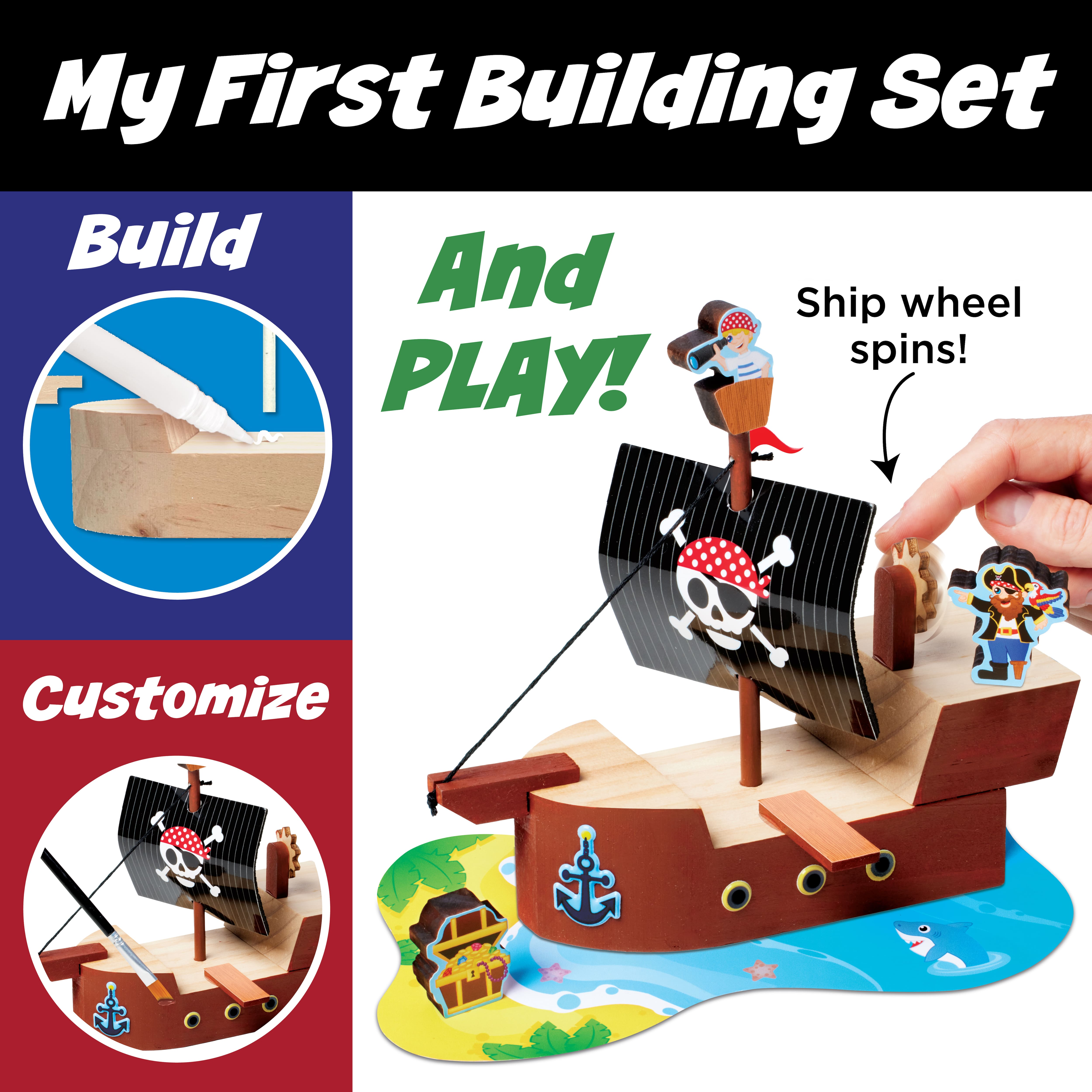 Creativity for Kids&#xAE; Buildeez!&#x2122; The Sea Skull Pirate Ship Wooden Model Set
