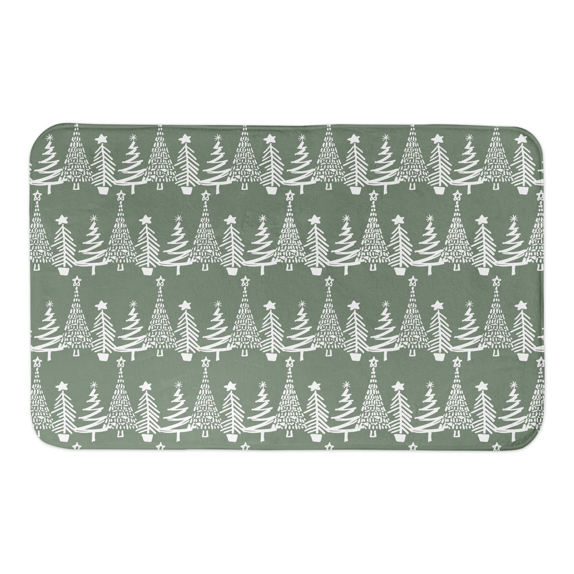 Sage Christmas Tree Pattern Bath Mat