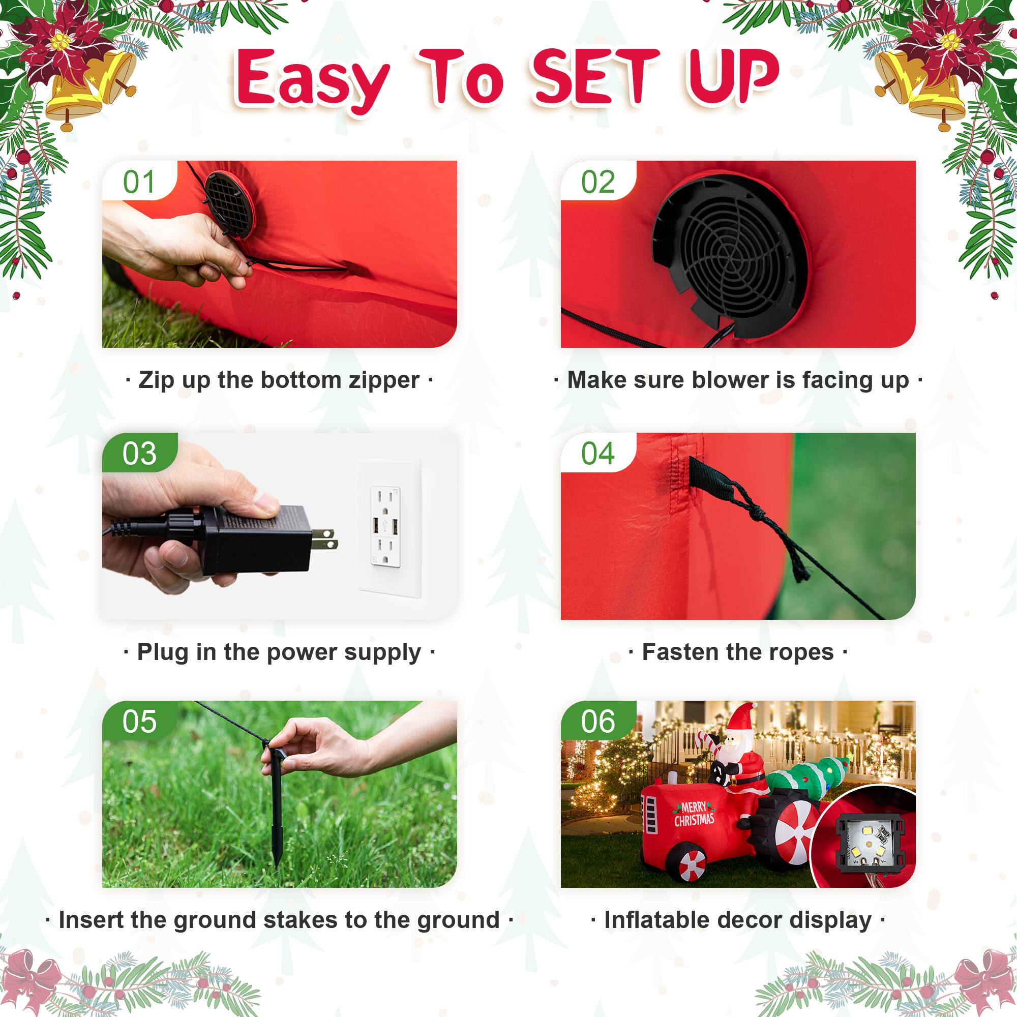 Glitzhome&#xAE; 11ft. Lighted Inflatable Santa on Tractor D&#xE9;cor