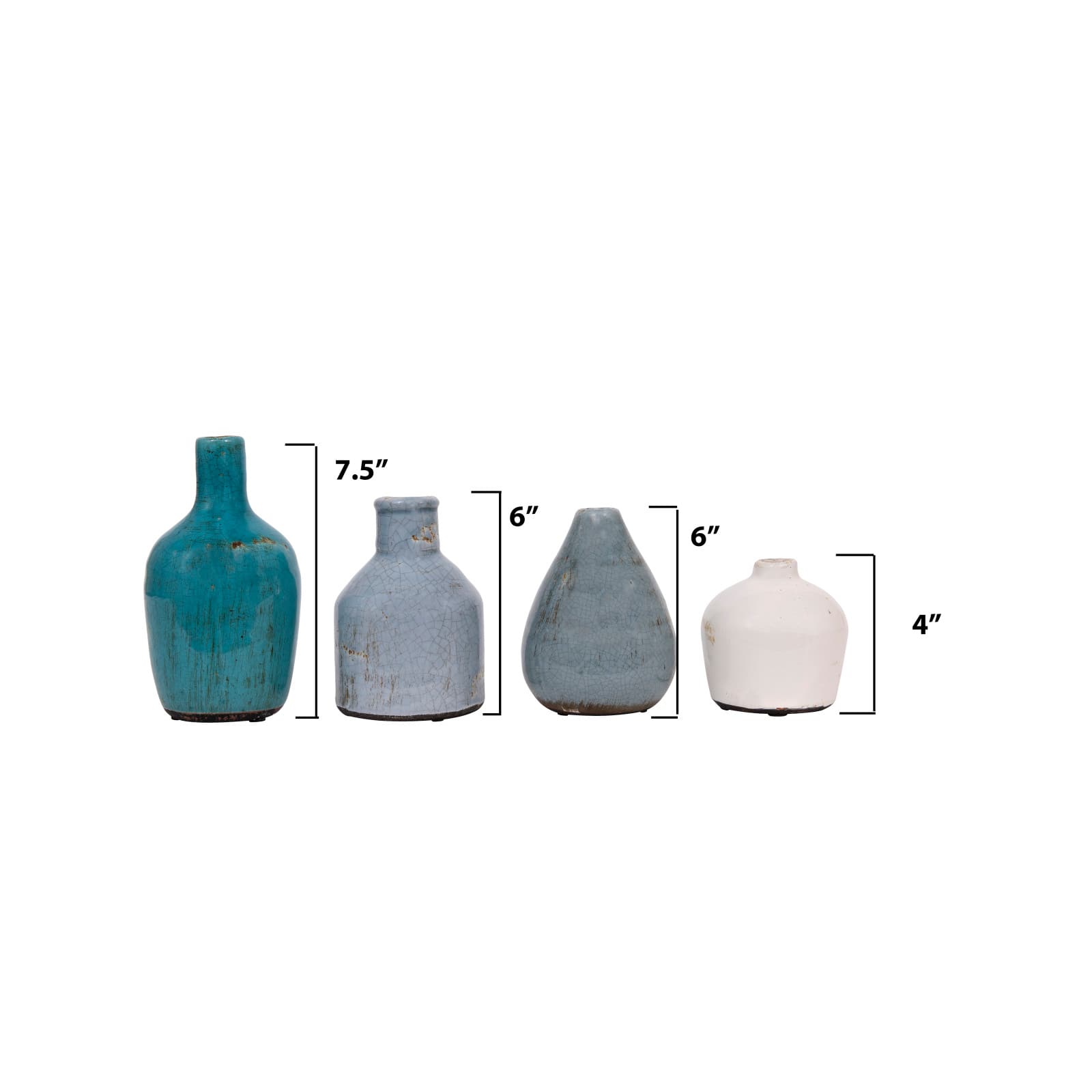 Blue &#x26; Ivory White Terra Cotta Vase Set